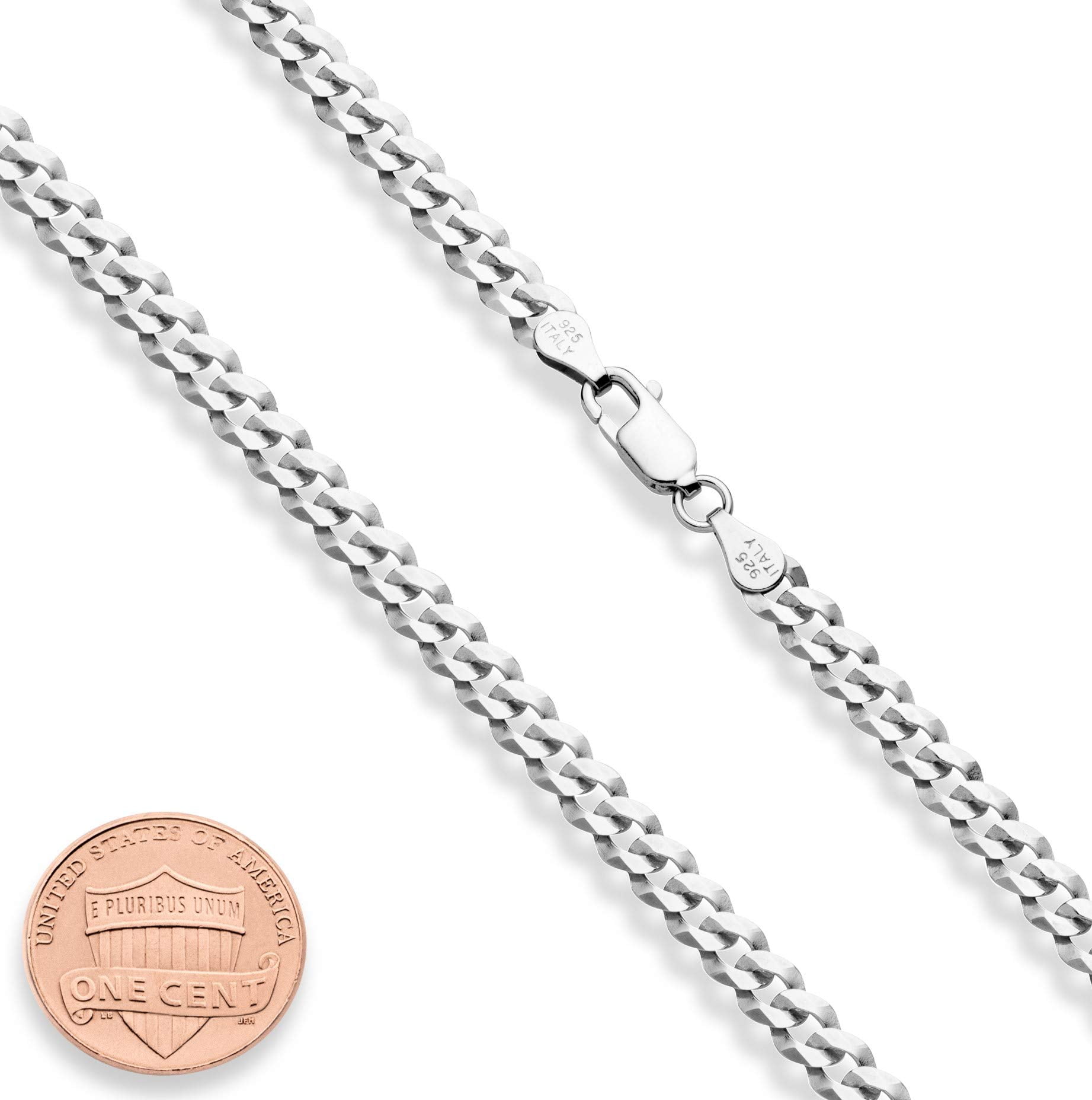 Miabella 925 Sterling Silver Italian Diamond-Cut Cuban Link Chain Necklace (Silver, 16 in) l68ju
