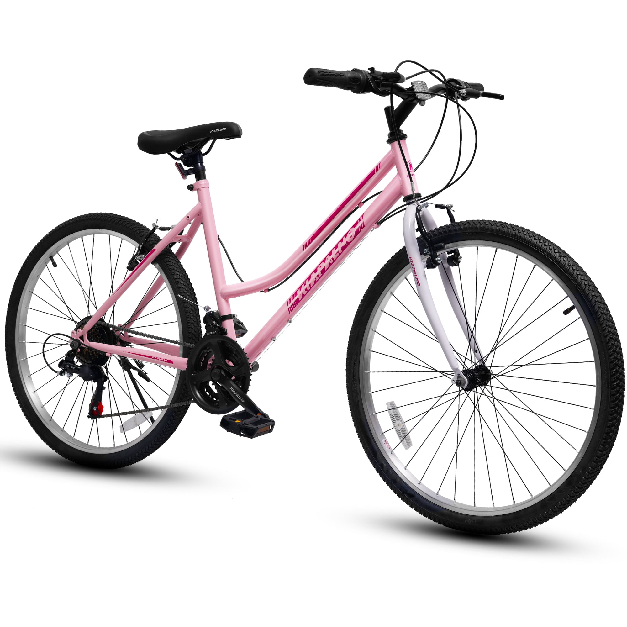 Ecarpat 24 Inch Mountain Bike for Women and Girls, 21-Speed Commuter Bicycle with Carbon Steel Frame (Pink, 24 in) oj64n