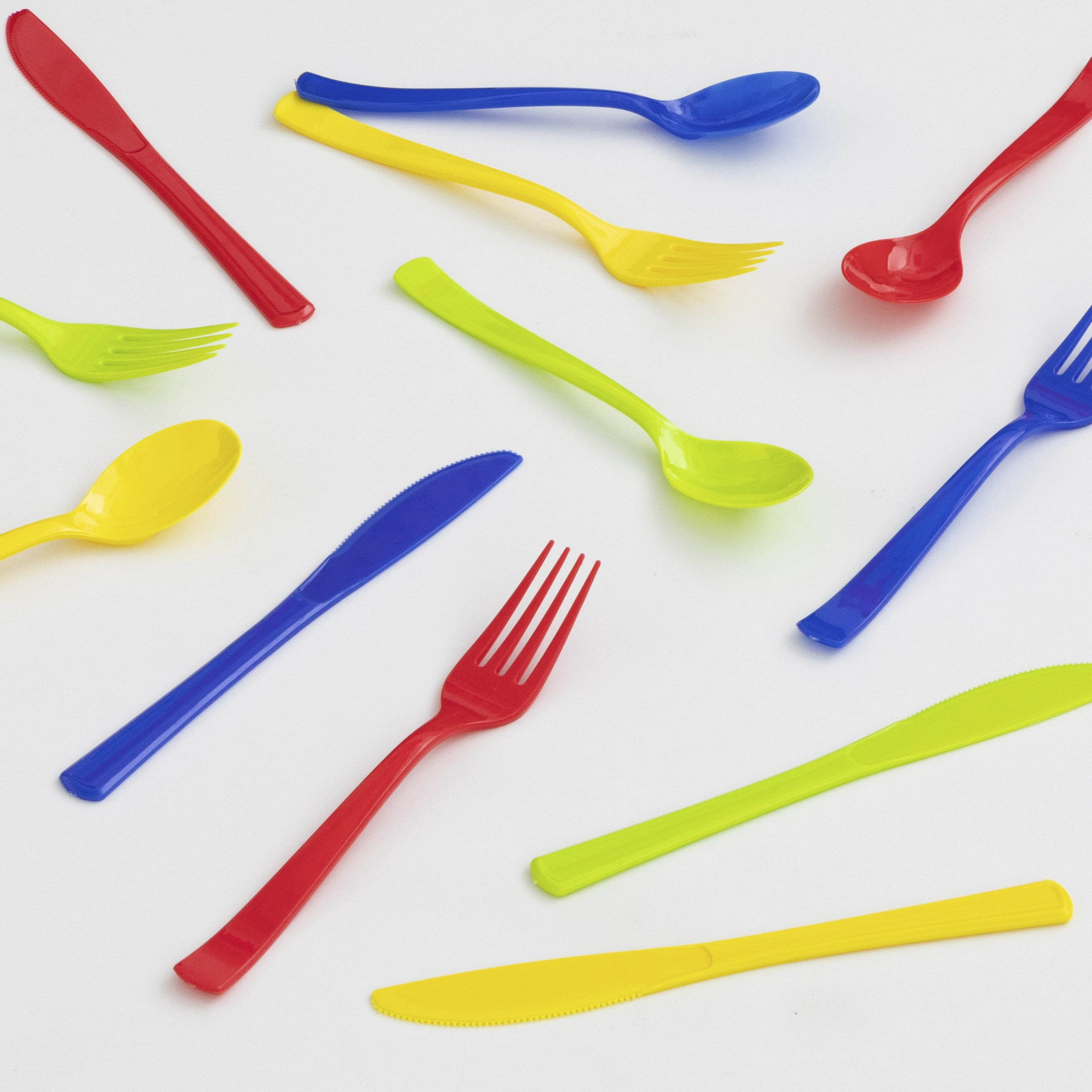 Way To Celebrate Disposable Cutlery Set, Party Supplies for Birthday and Events (Assorted Colors, 24 Pieces) 6eu68