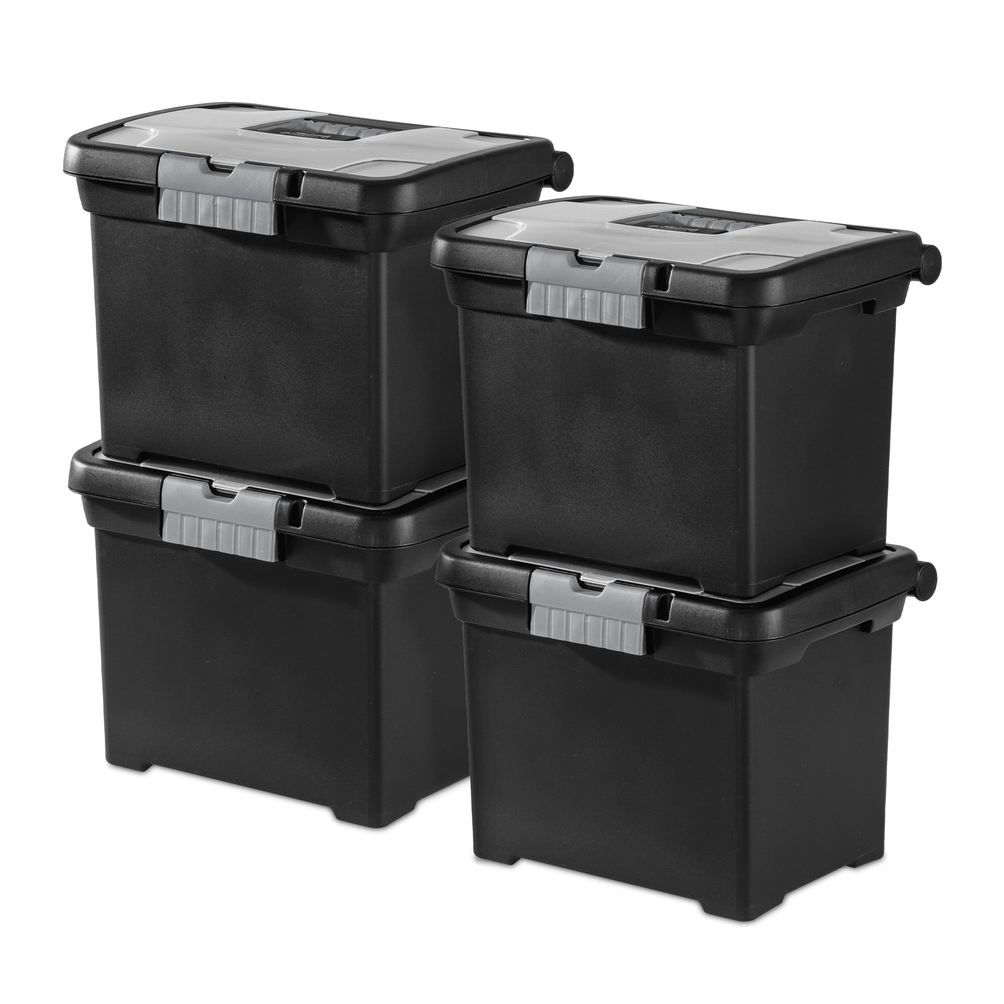Sterilite Portable Lockable File Box with Lid Storage and Handle (Black, 4 Pack) wwfav
