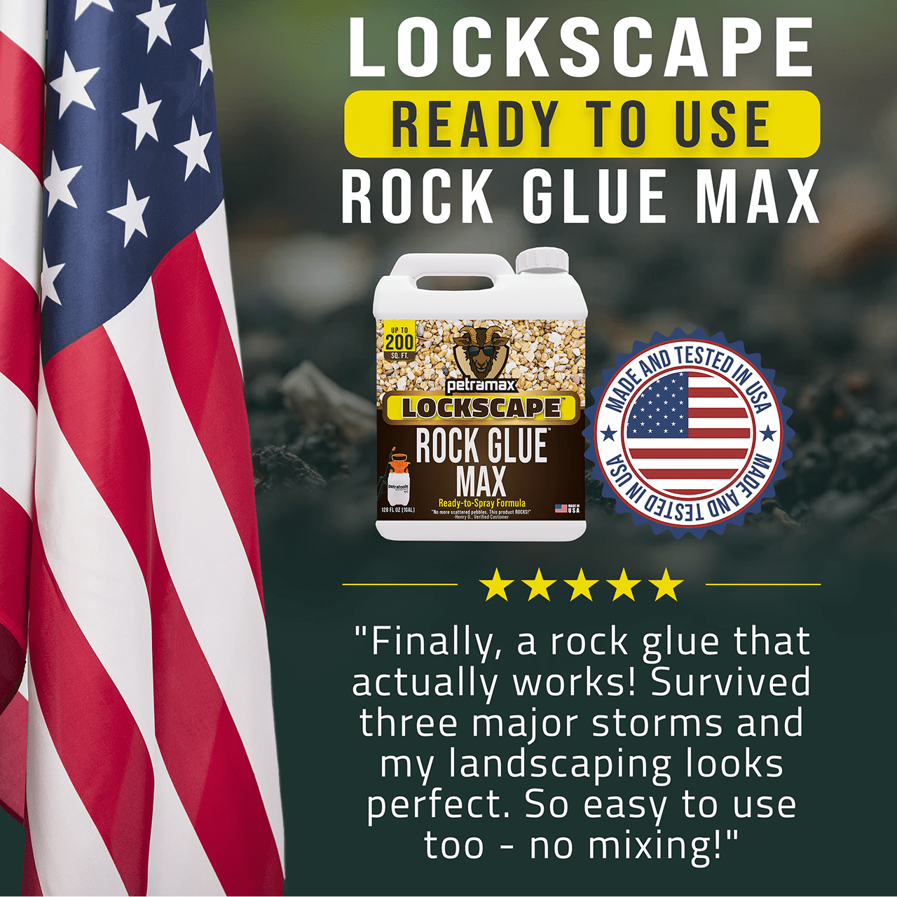 PetraMax Lockscape Landscape Adhesive for Stones and Pebbles (Clear, 1 Gallon) f8yjs