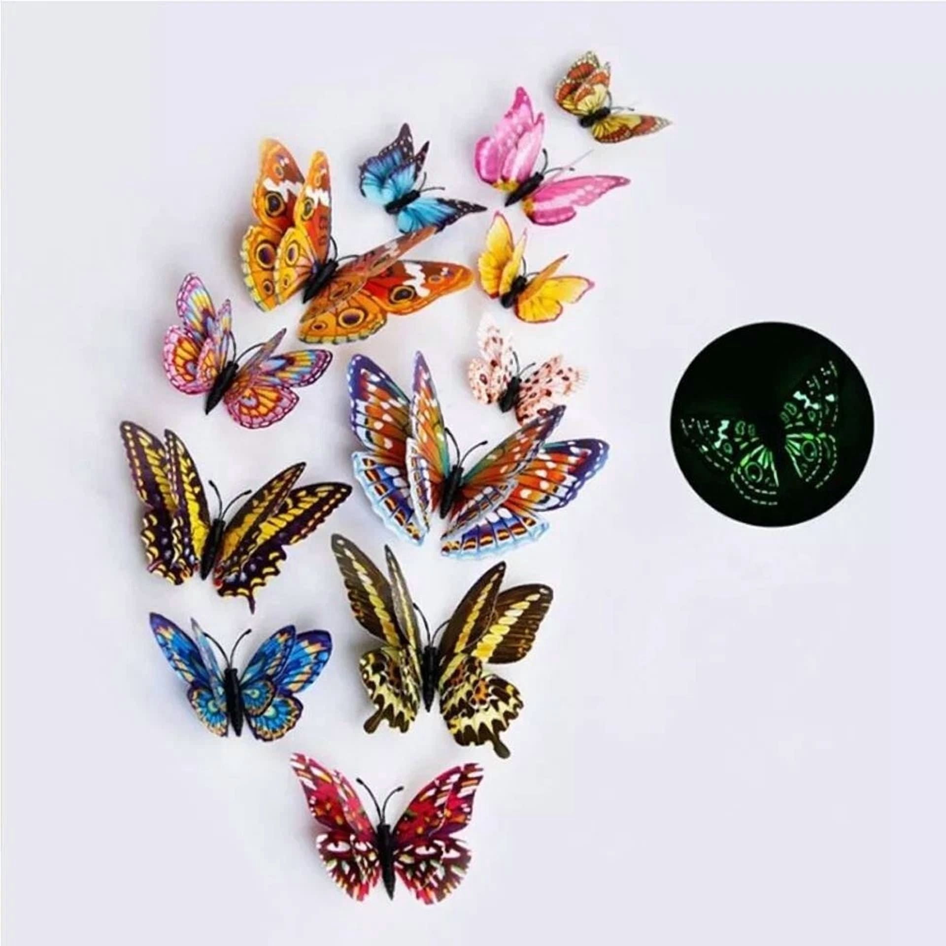 FLINT 3D Butterfly Wall Stickers Removable PVC Decals for Home Decor (12 Pack) 9dd3y
