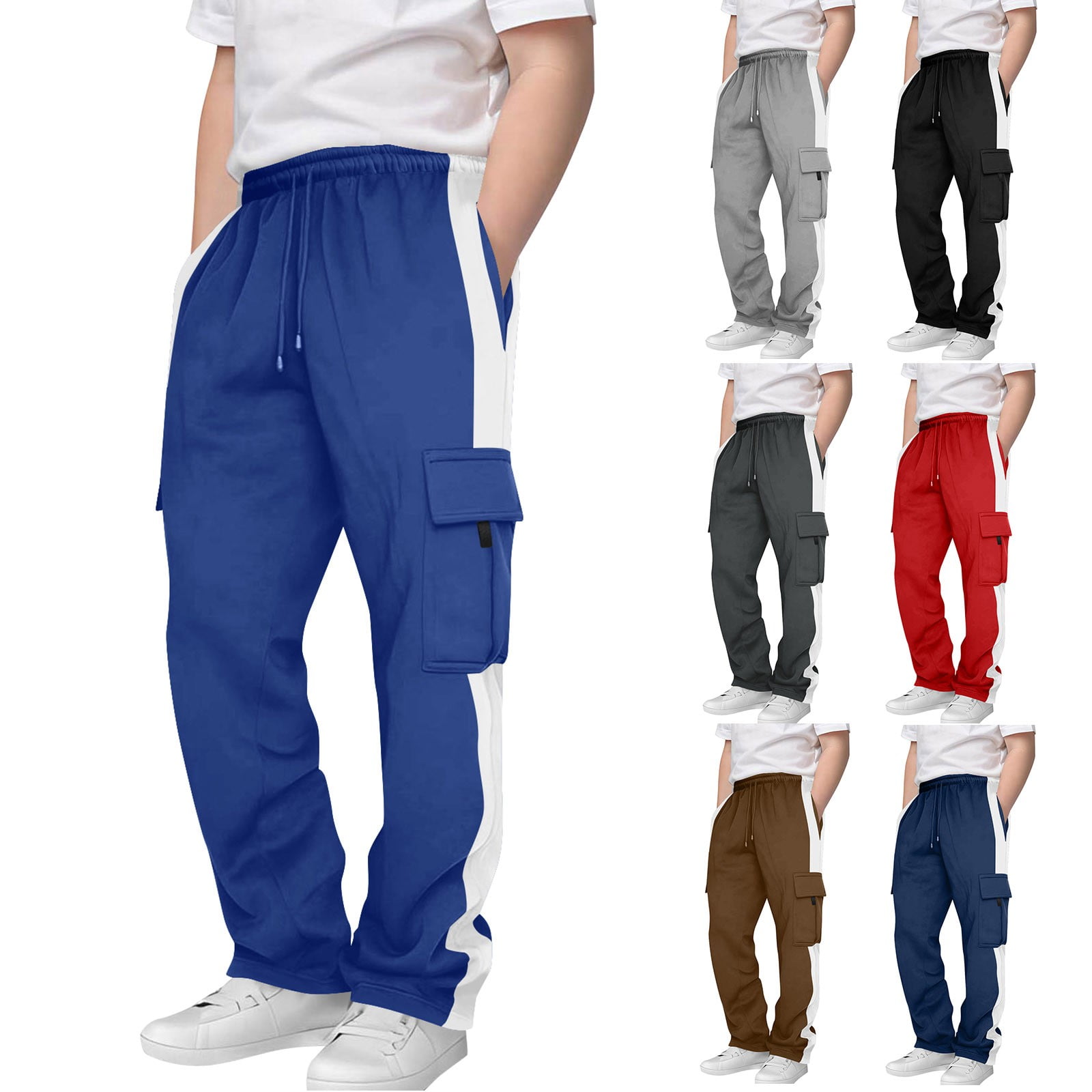 Piuwrlz Boys Jogger Sweatpants Relaxed Fit Cargo Pants (Gray, Size 9) hr00p