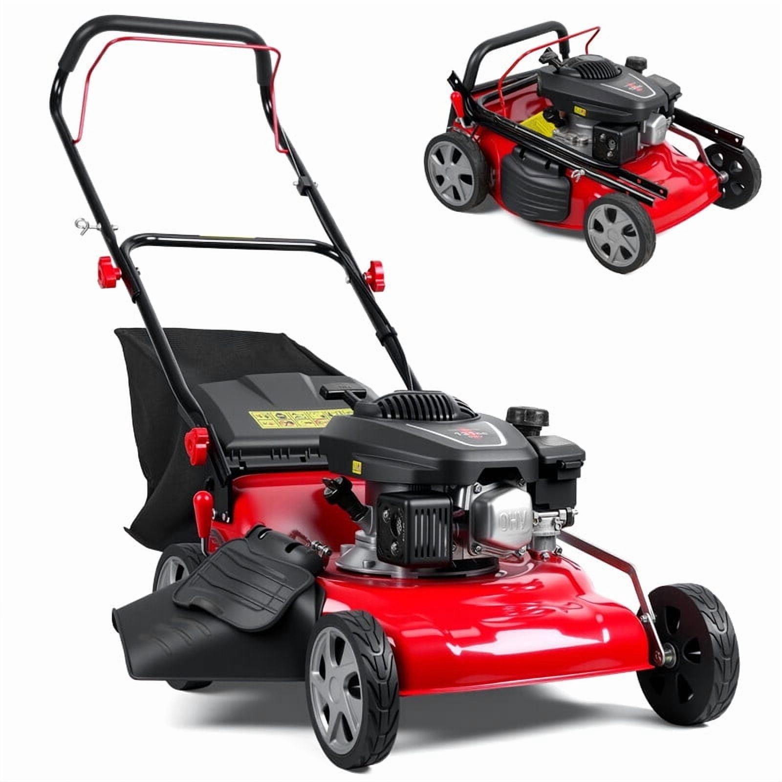 Momarys 3-In-1 Self-Propelled Gas Lawn Mower with 131CC Engine and 8-Level Height Adjustment (Red, 13.2 gal) 6z53w
