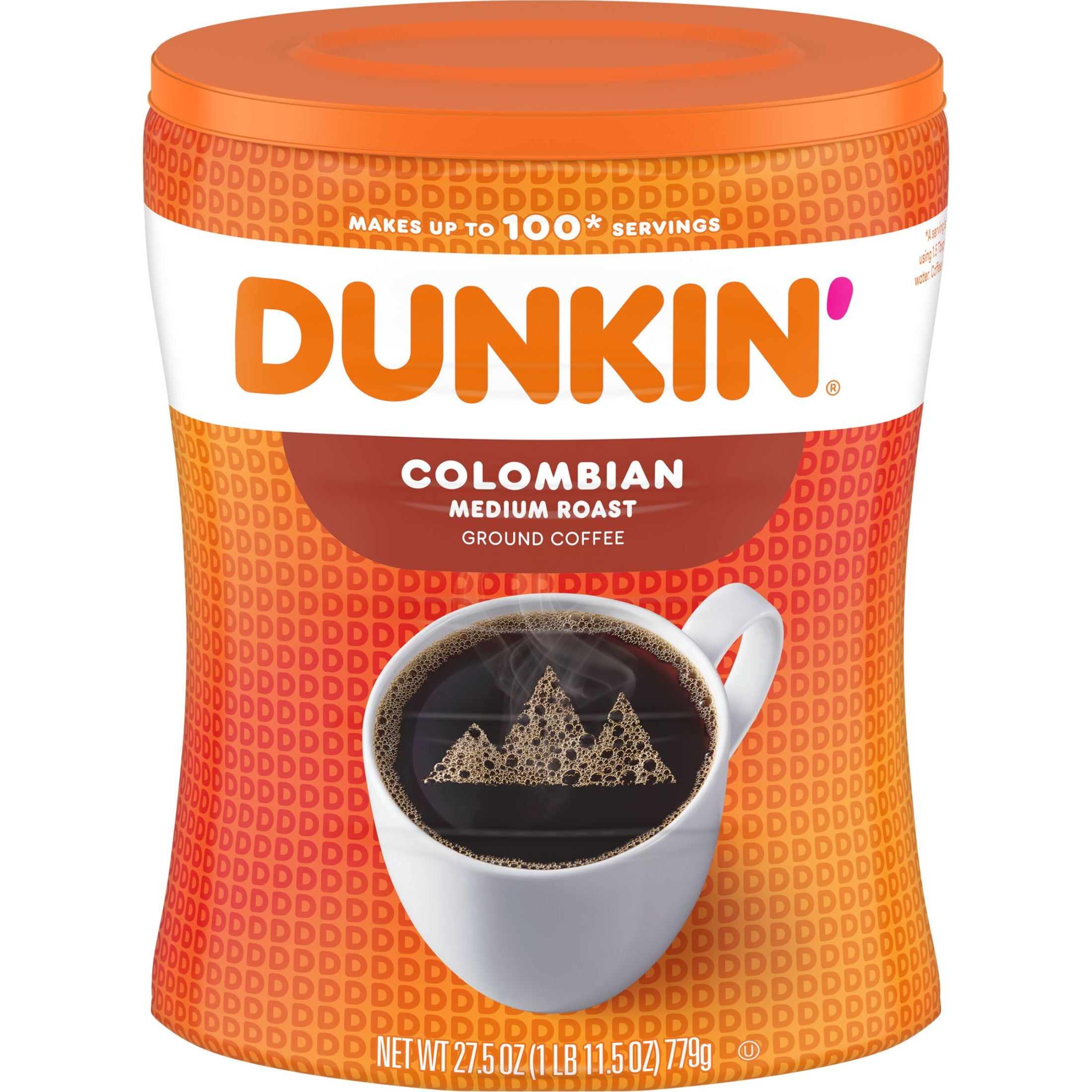 Dunkin’ Colombian Medium Roast Ground Coffee, Smooth & Full-Bodied Flavor (4 Pack, 110 oz Total) 513yv