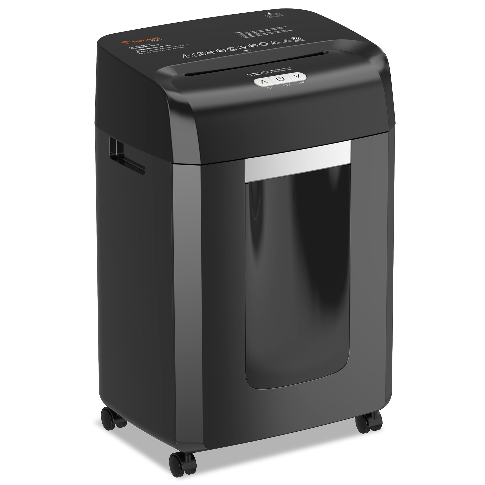 Bonsaii C185-J 18-Sheet Cross-Cut Paper Shredder (Black, 6.1 Gallon Bin) oe01s