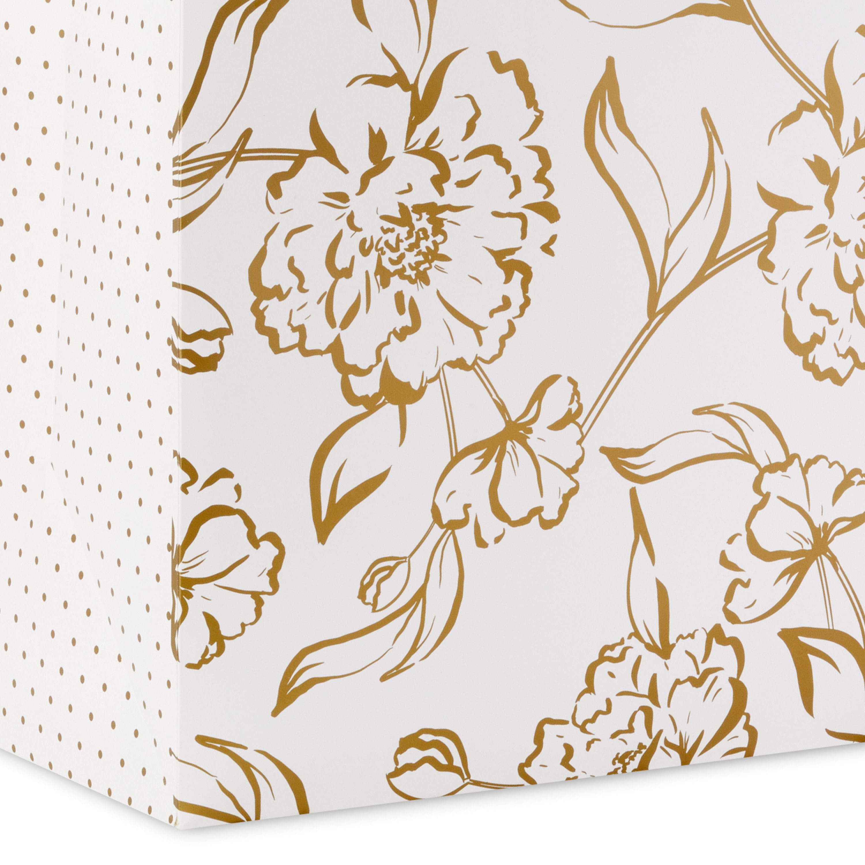 Hallmark Jumbo Floral Gift Bag, Heavy-Duty Paper Present Carrier with Satin Ribbon Handles (Gold, 21.5 in x 19 in x 10.5 in) wz8d4