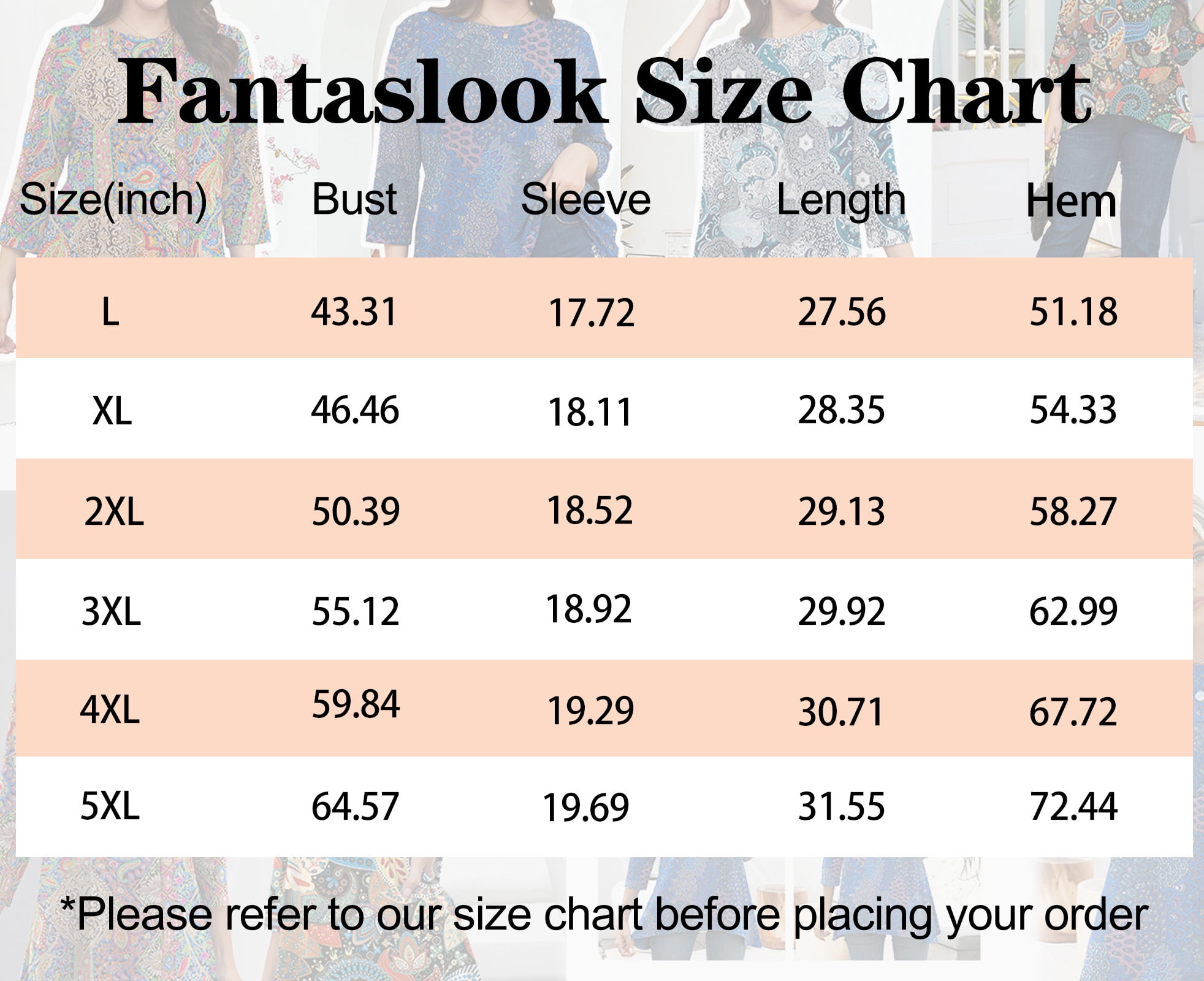 Fantaslook Women's Plus Size Tunic Top Floral 3/4 Sleeve Flowy Blouse (XXL) aahu1