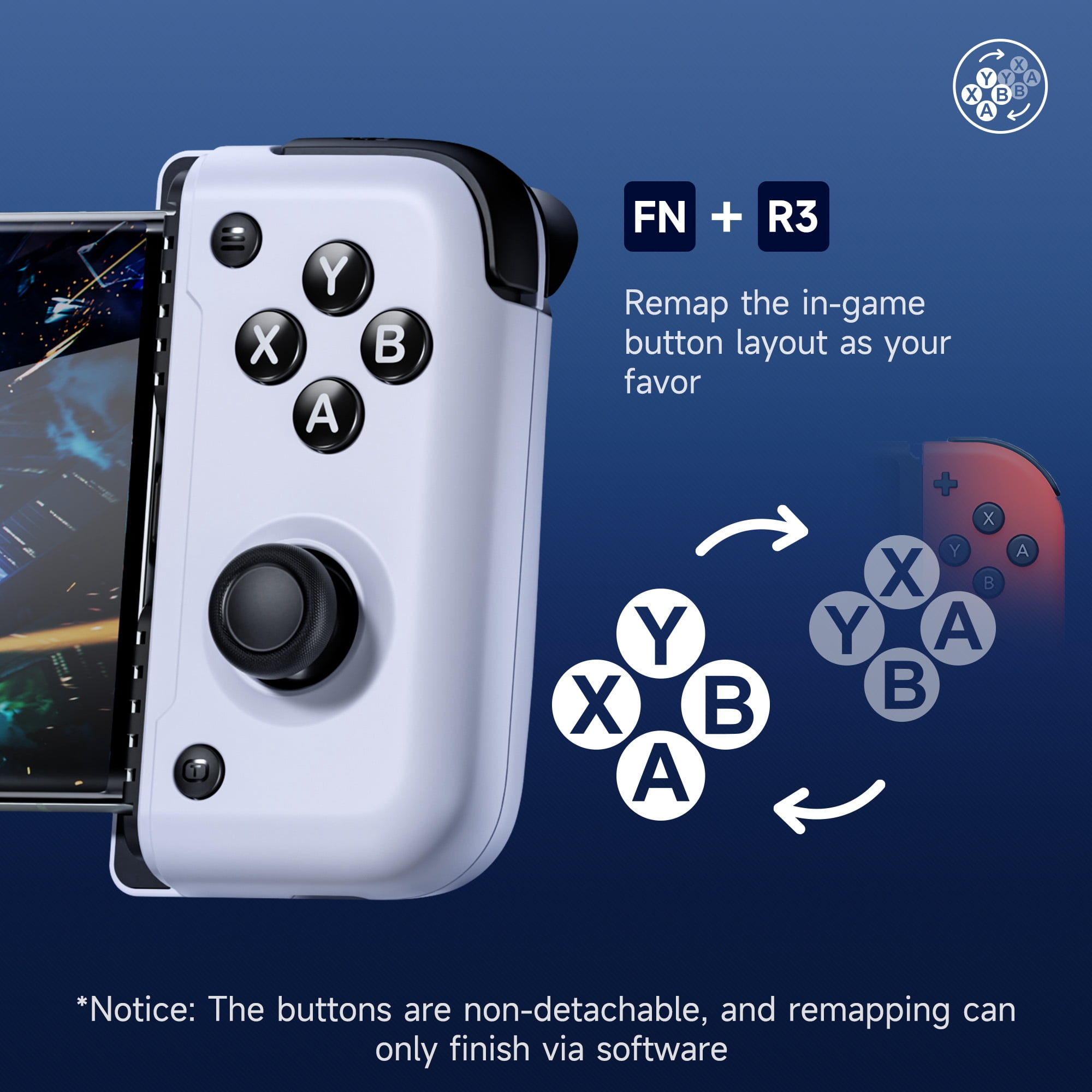 BROUJOY Mobile Gaming Controller for Android and iPhone 15/16 Series, Hall Effect Joysticks with Turbo and Vibration (White) n47az