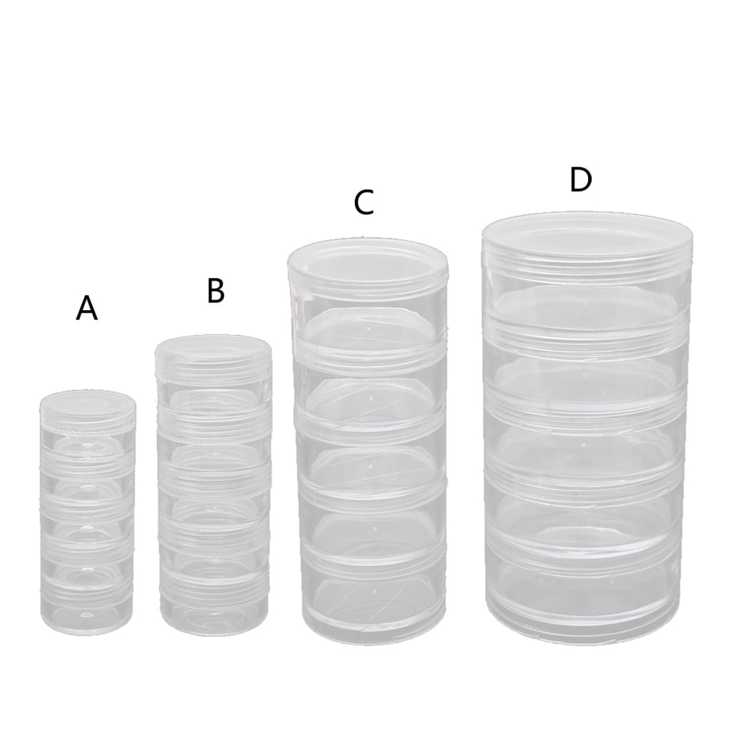 Tegongse 5-Layer Stackable Round Storage Container for Beads and Craft Supplies (Clear, 5-Tier) 1r2ox