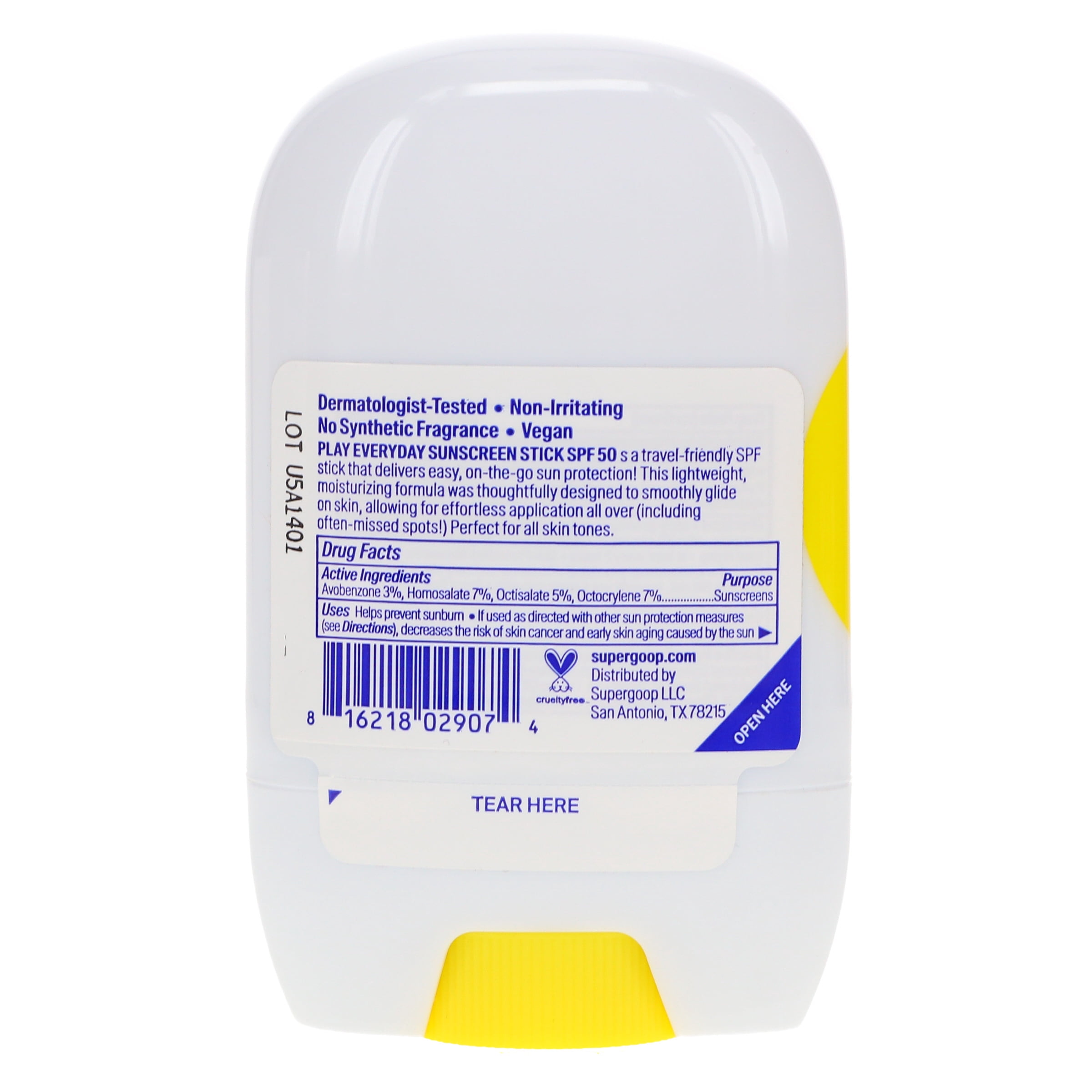 Supergoop! PLAY Everyday Sunscreen Stick SPF 50 Broad Spectrum Sun Protection (1.4 oz) i7qhe