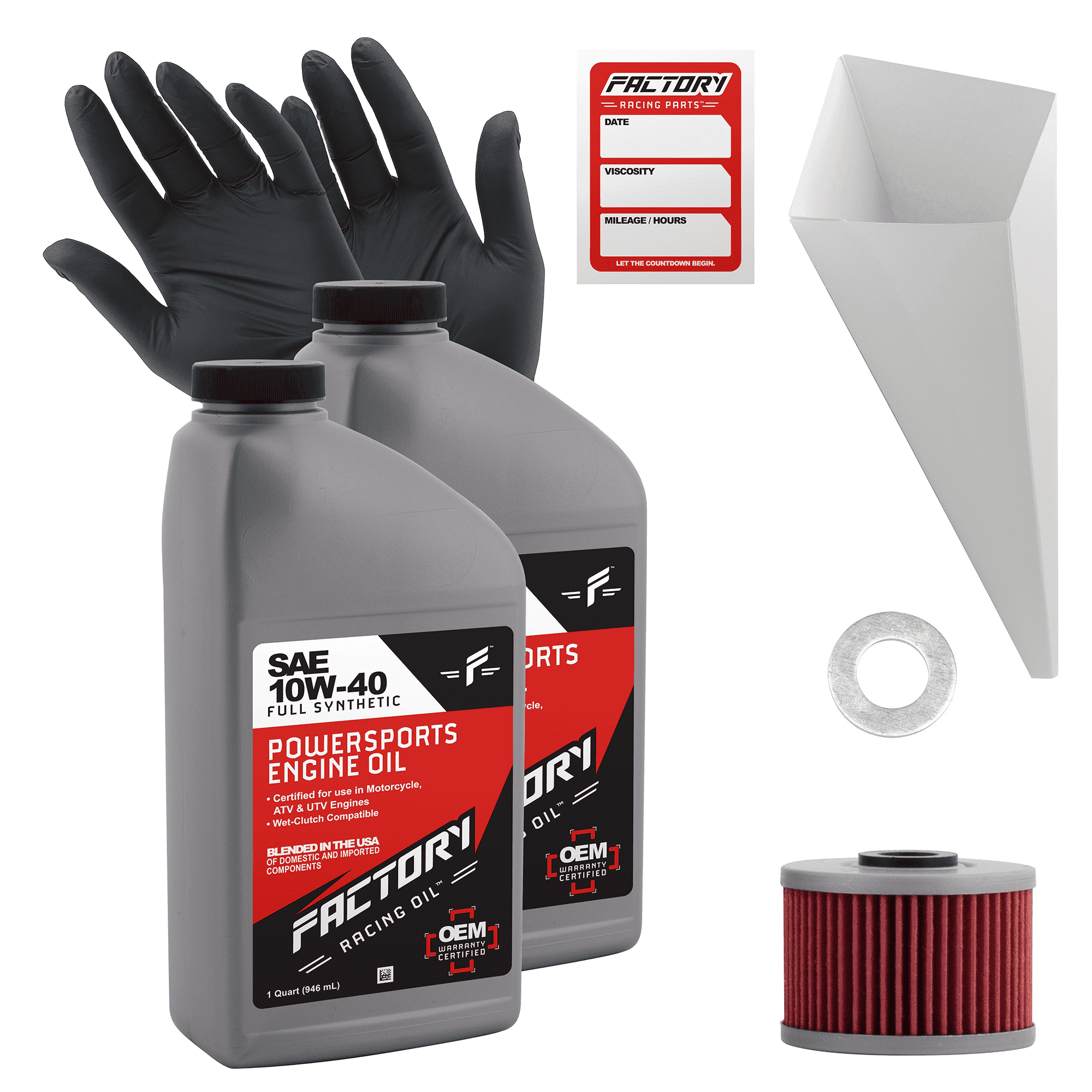 Factory Racing Parts SAE 10W-40 Engine Oil Change Kit for Kawasaki KLX110 KLX140 (2 qt) g0bty