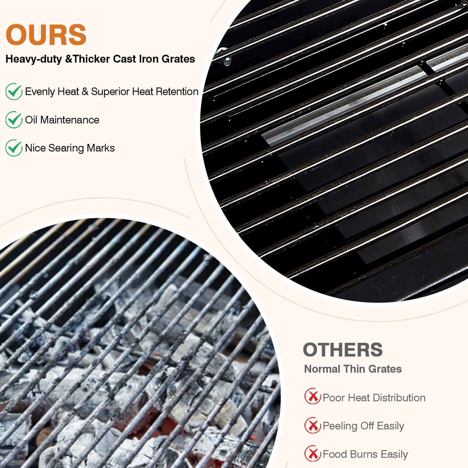 SIXDAYSOX Dual Fuel Charcoal and Propane Grill Combo with Dual Lids (Black, 327 sq in) 3sz05