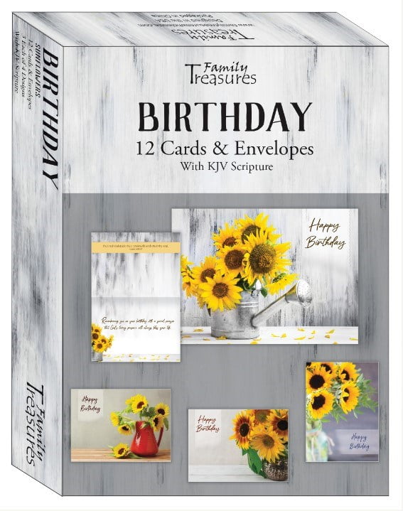Family Treasures Birthday Greeting Cards with Sunflower Design (12 Pack) cqkz1