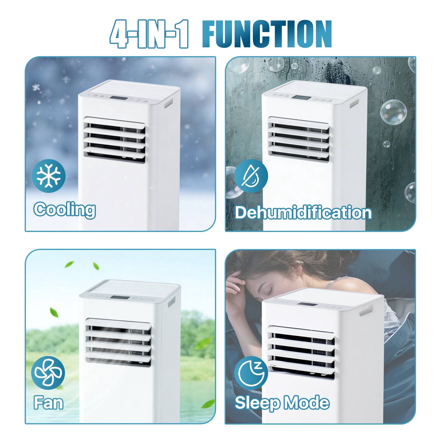 Sunmthink 10000 BTU Smart Portable Air Conditioner, 4-in-1 Cooling Dehumidifier Fan Unit with Remote & App Control (White, 400 sq. ft.) t1lah