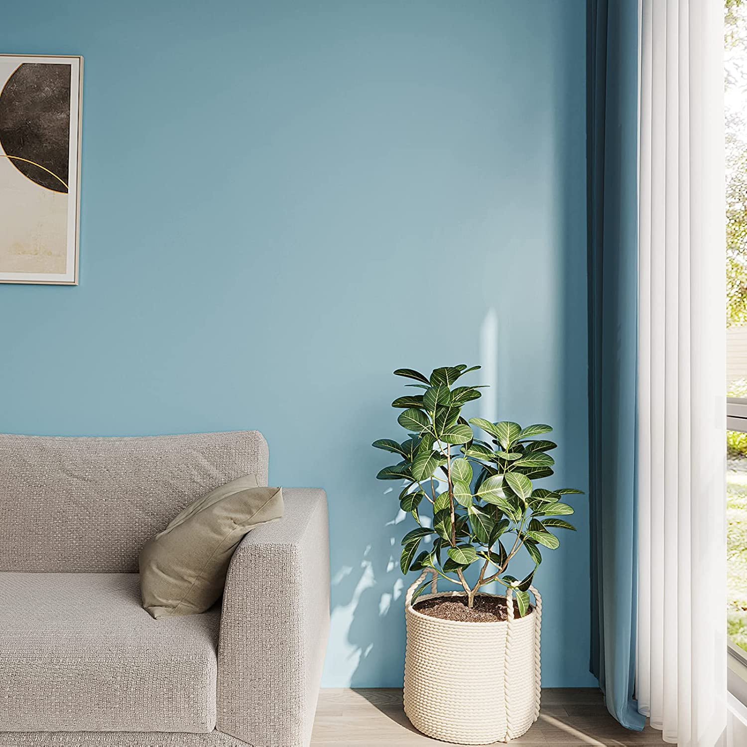 VEELIKE Peel and Stick Wallpaper, Waterproof Matte Ocean Blue Contact Paper for Furniture and Walls (15.7 in x 118 in) 72753