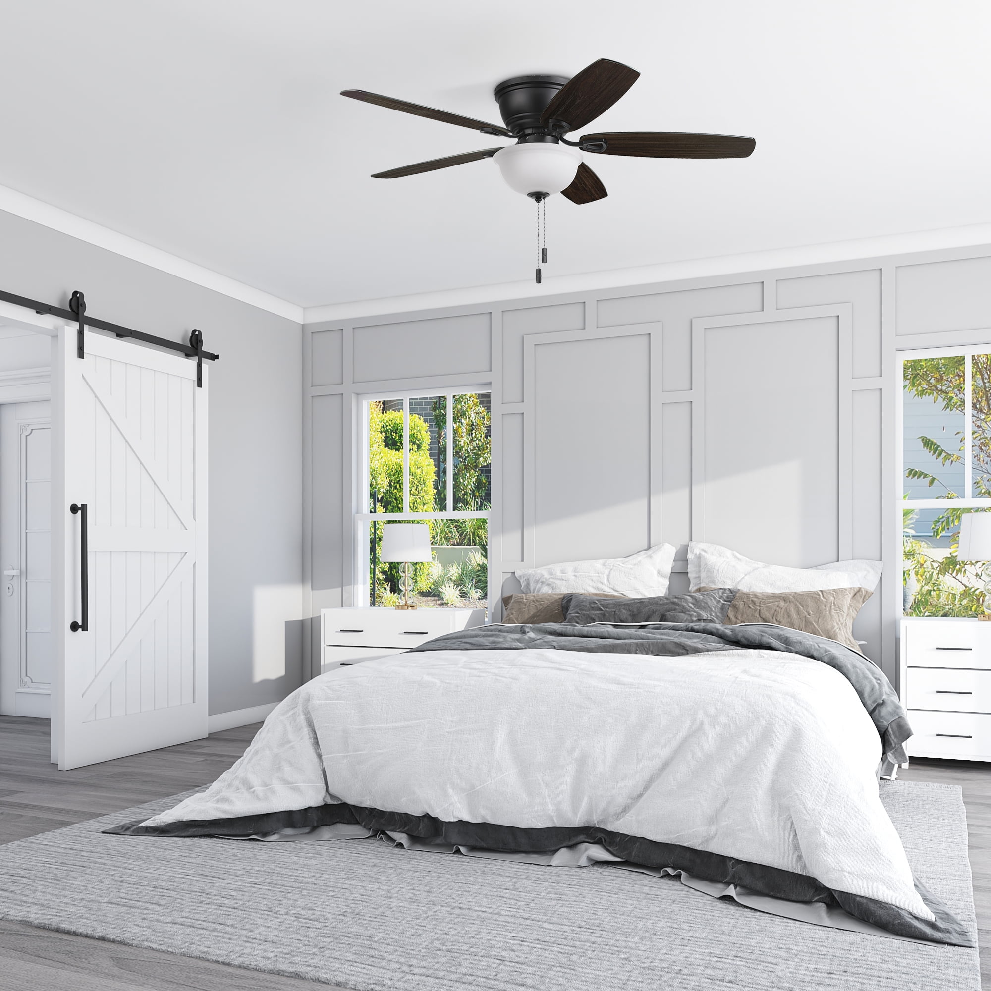 Honeywell Rockford 52 in Traditional Indoor Ceiling Fan with Light, Reversible Motor (Black, 52 in) 205xn