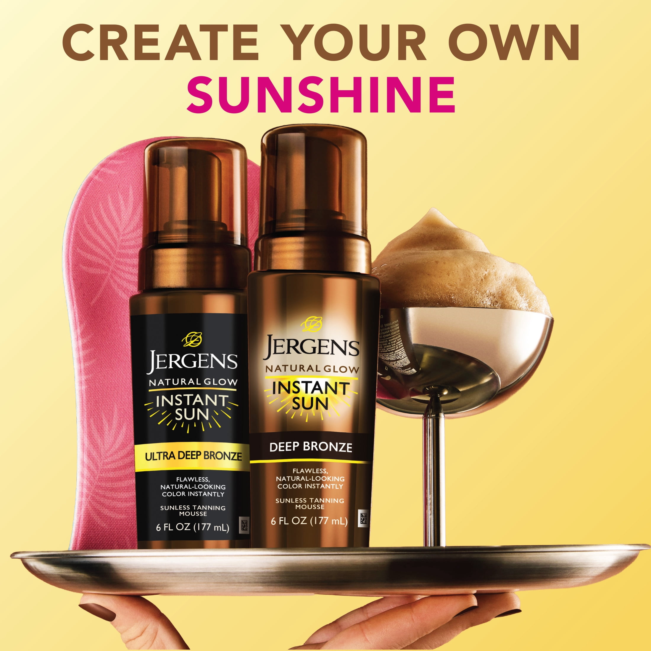 Jergens Natural Glow Instant Sun Sunless Tanning Mousse, Streak-Free Self Tanner for Deep Bronze Tan (Deep Bronze, 6 fl oz) kx51w