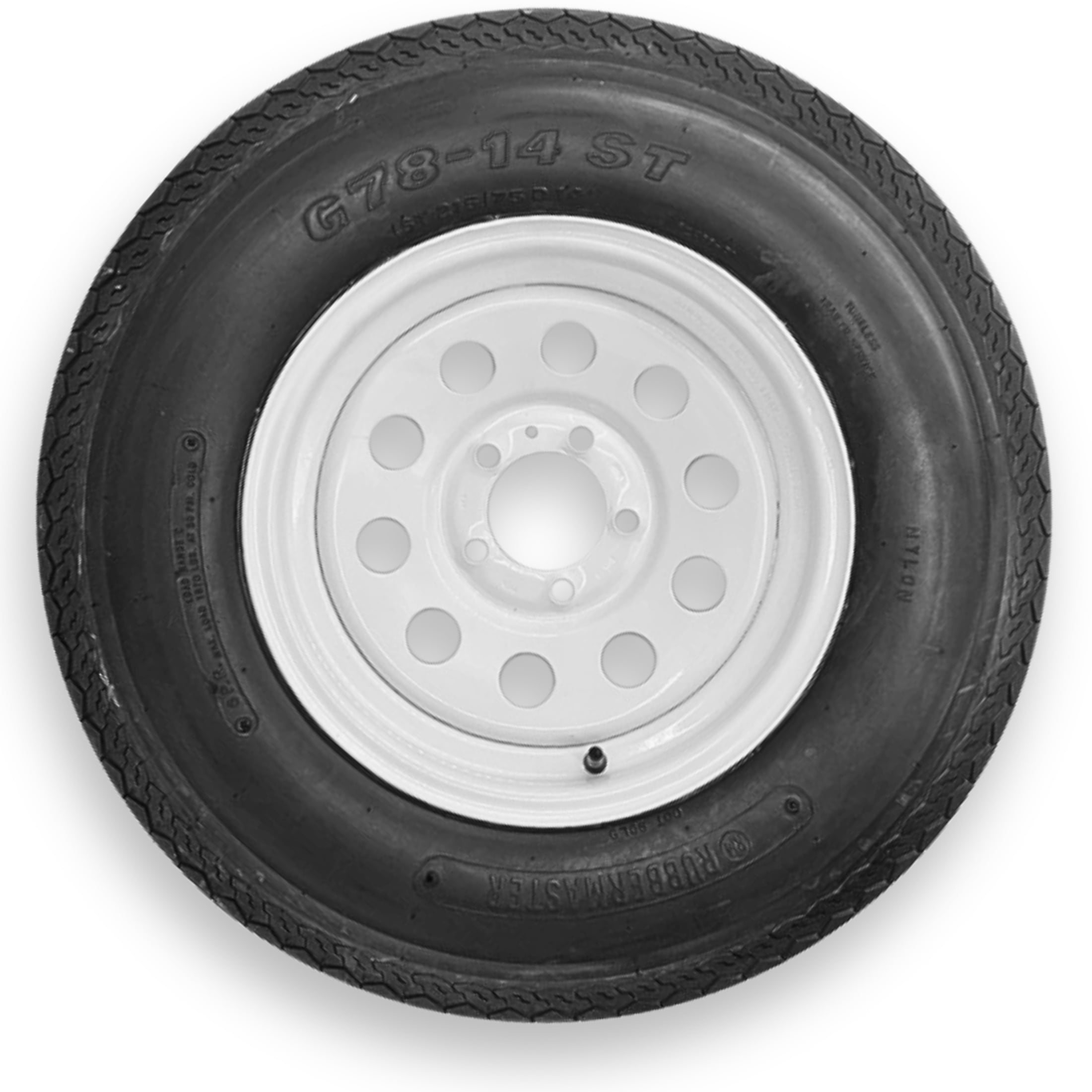 RubberMaster ST215/75D14 Highway Rib Trailer Tire and Wheel Assembly (6 Ply, 5 on 4.5 Modular) 17ox5