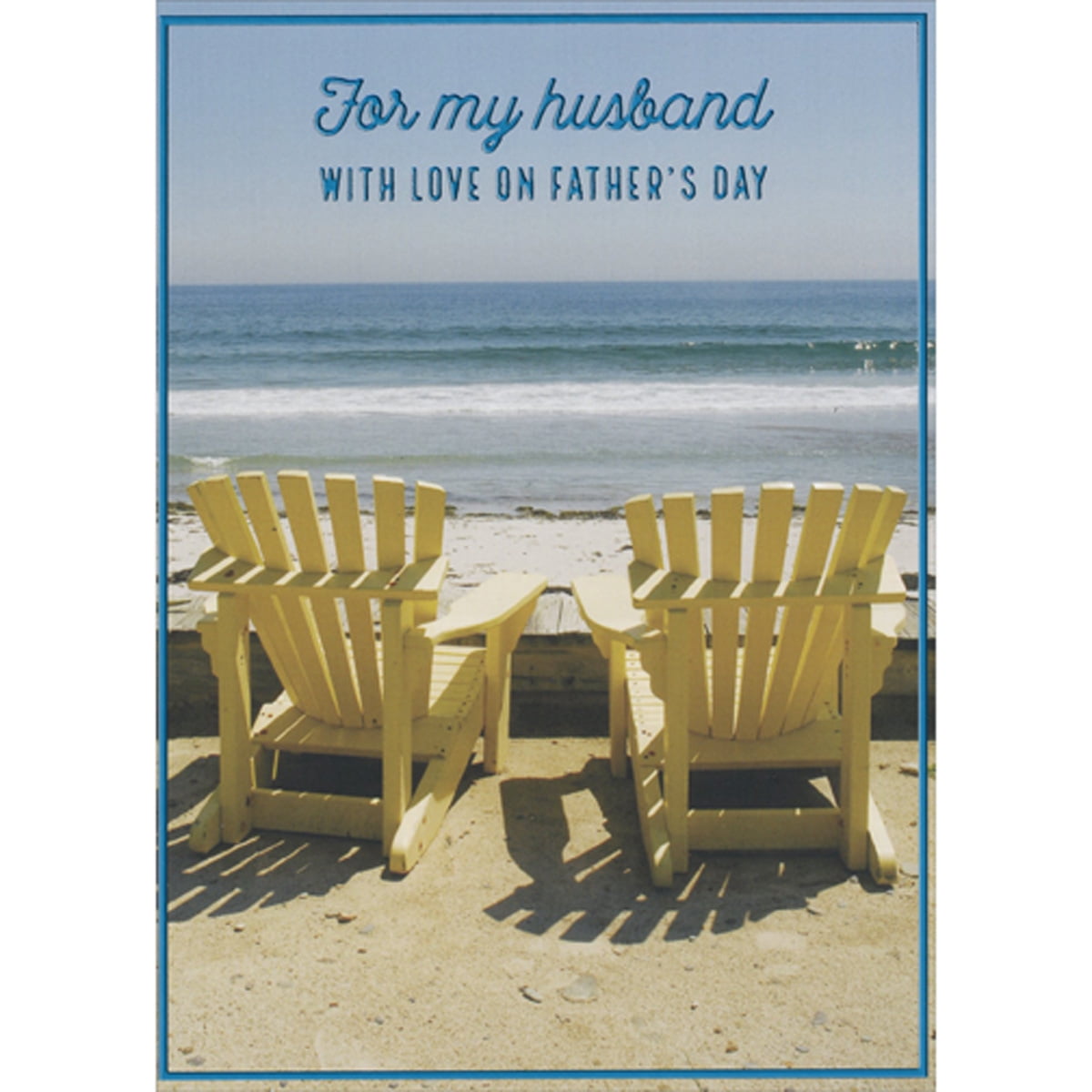 Sellers Publishing Father's Day Card for Husband Adirondack Chairs Beach Scene (Blue, 5x7 in) pq5fa