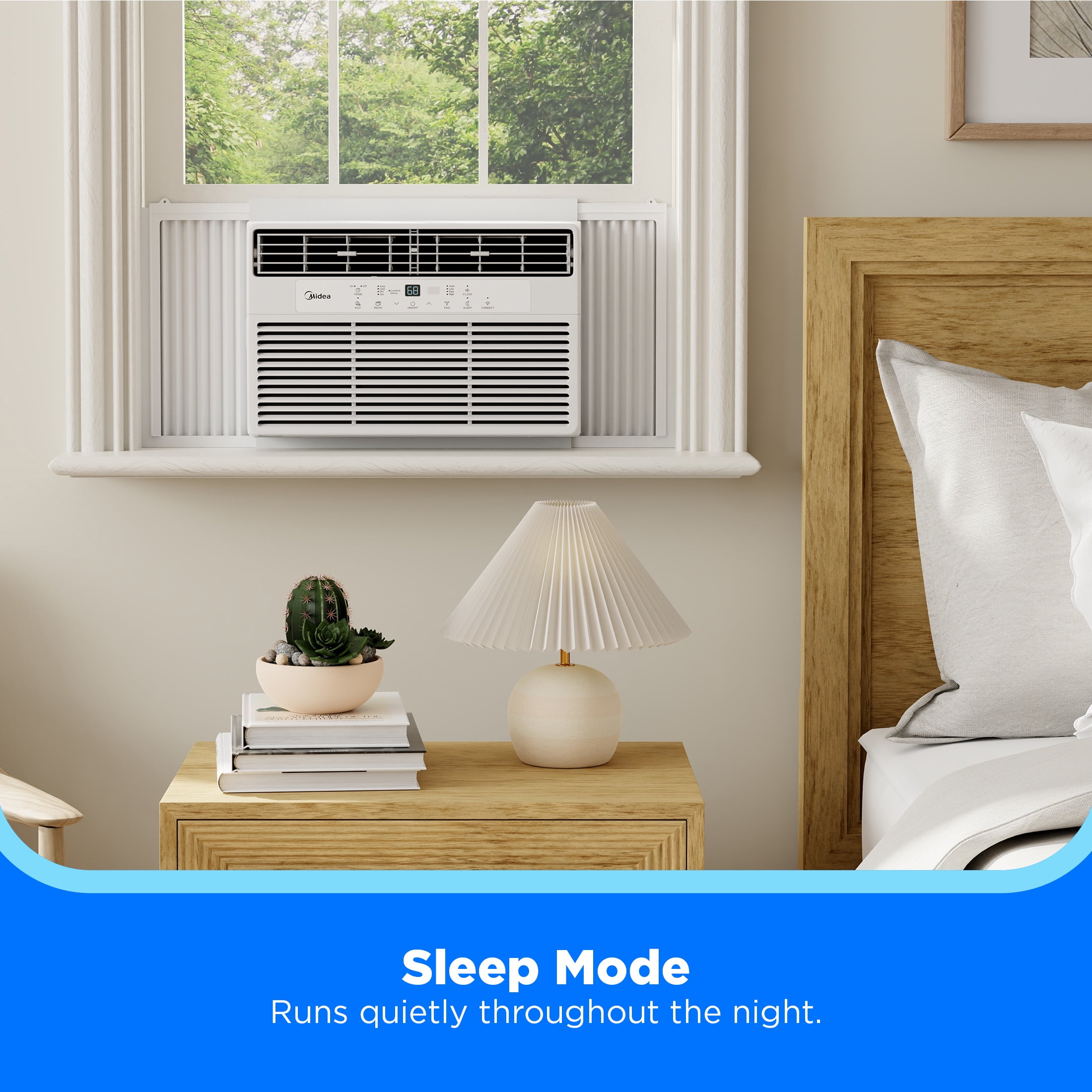 Midea 8,000 BTU Smart Window Air Conditioner with Comfort Sense Remote (White, 350 Sq. ft.) 9zpng