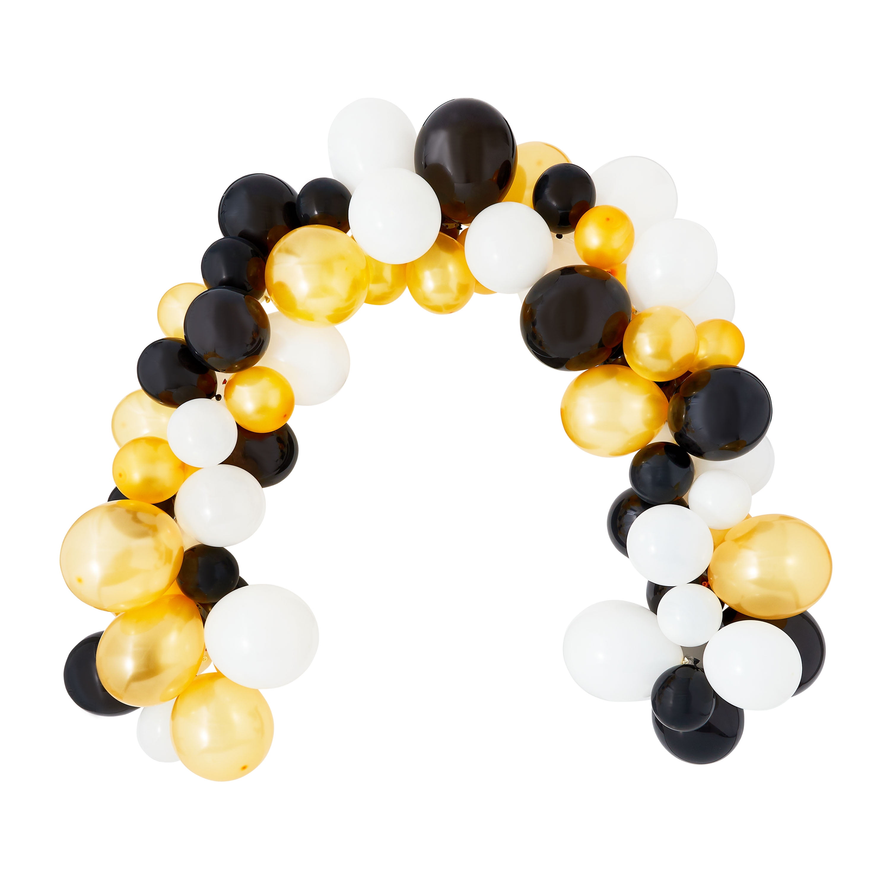 Way To Celebrate Balloon Garland Kit, Decorative Party Arch (Black/White/Gold, 76 Pieces) j6peg
