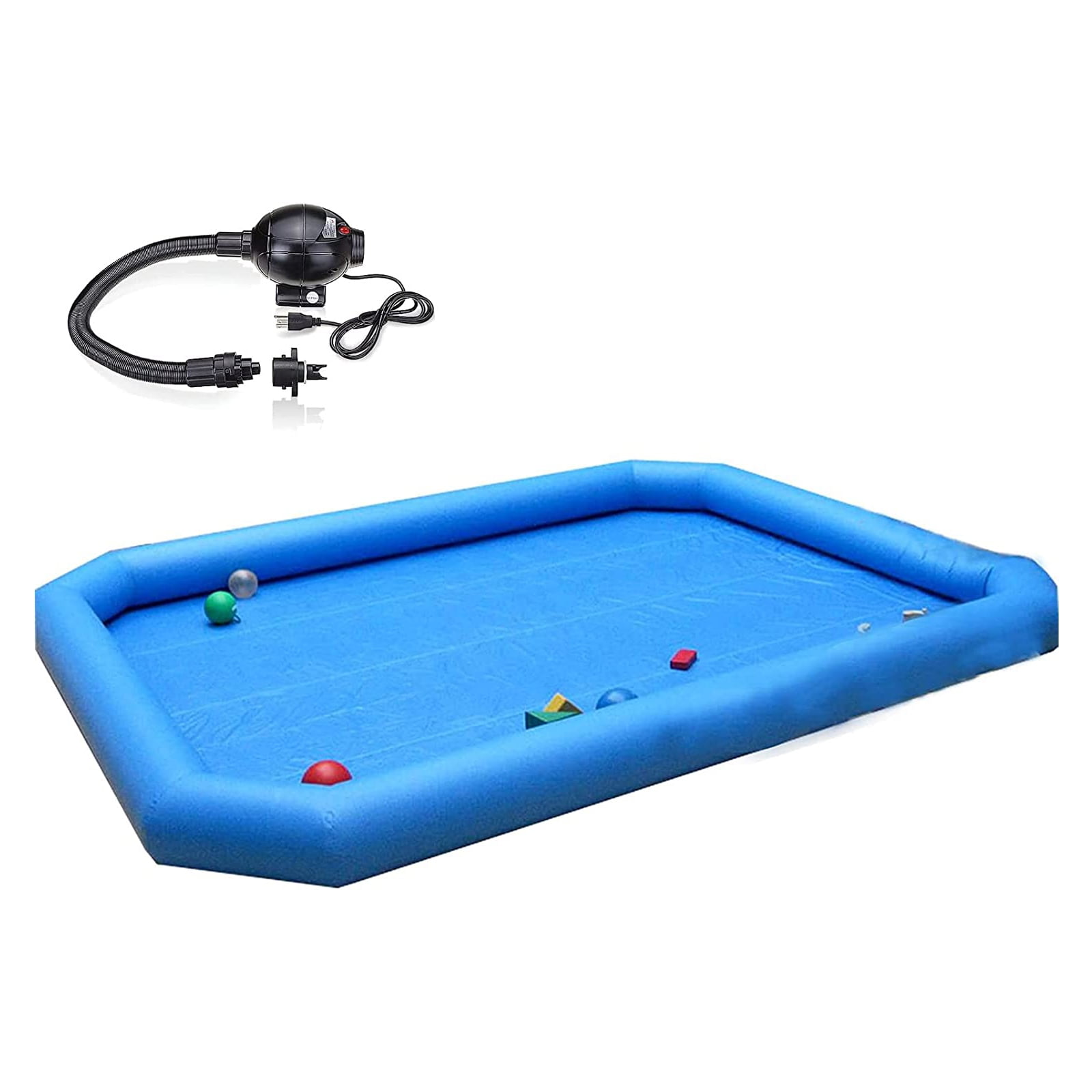 Intbuying Large Inflatable Square Swimming Pool with 110V Blower (Blue, 23x23x1.8 ft) is70y