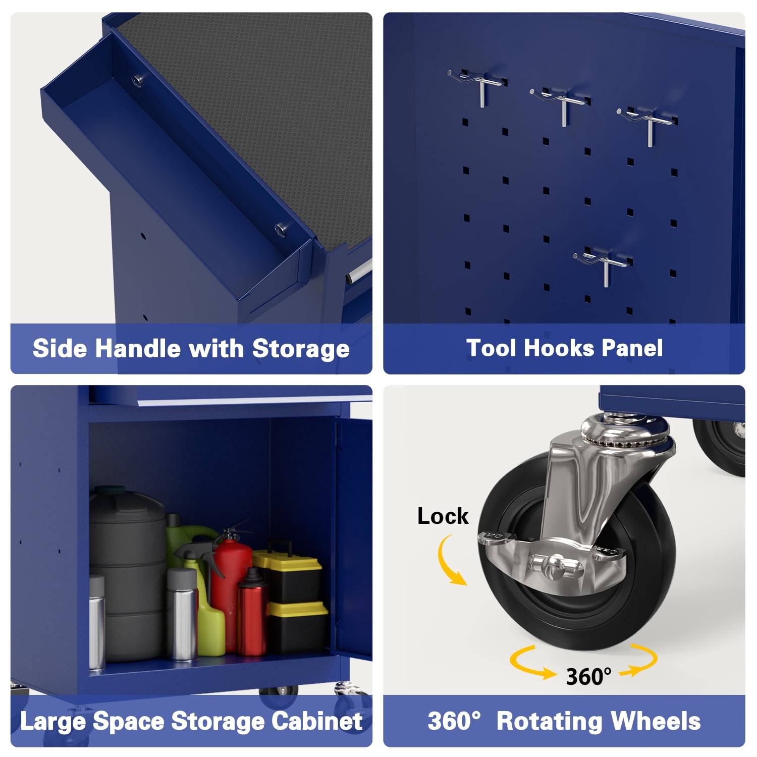 Odaof 5-Drawer Mechanic Tool Chest, Heavy-Duty Rolling Tool Cabinet with Locking System (Dark Blue, 20.67 in x 11.02 in x 41.14 in) nx7xr