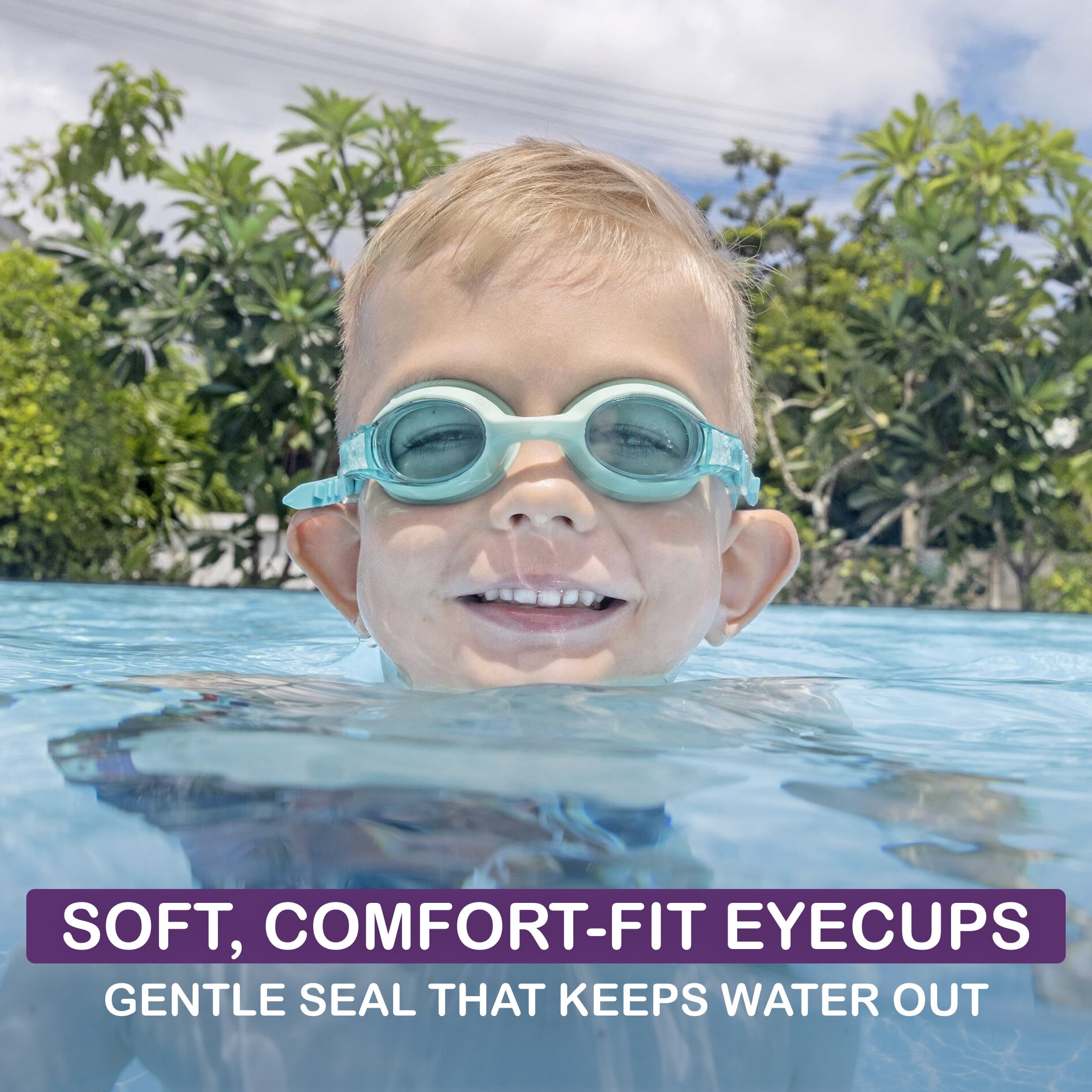 Puddle Jumper Child Swim Goggles, Anti-Fog UV Protection, Comfort-Fit Silicone Strap (Green, 1 Pair) 6w42b