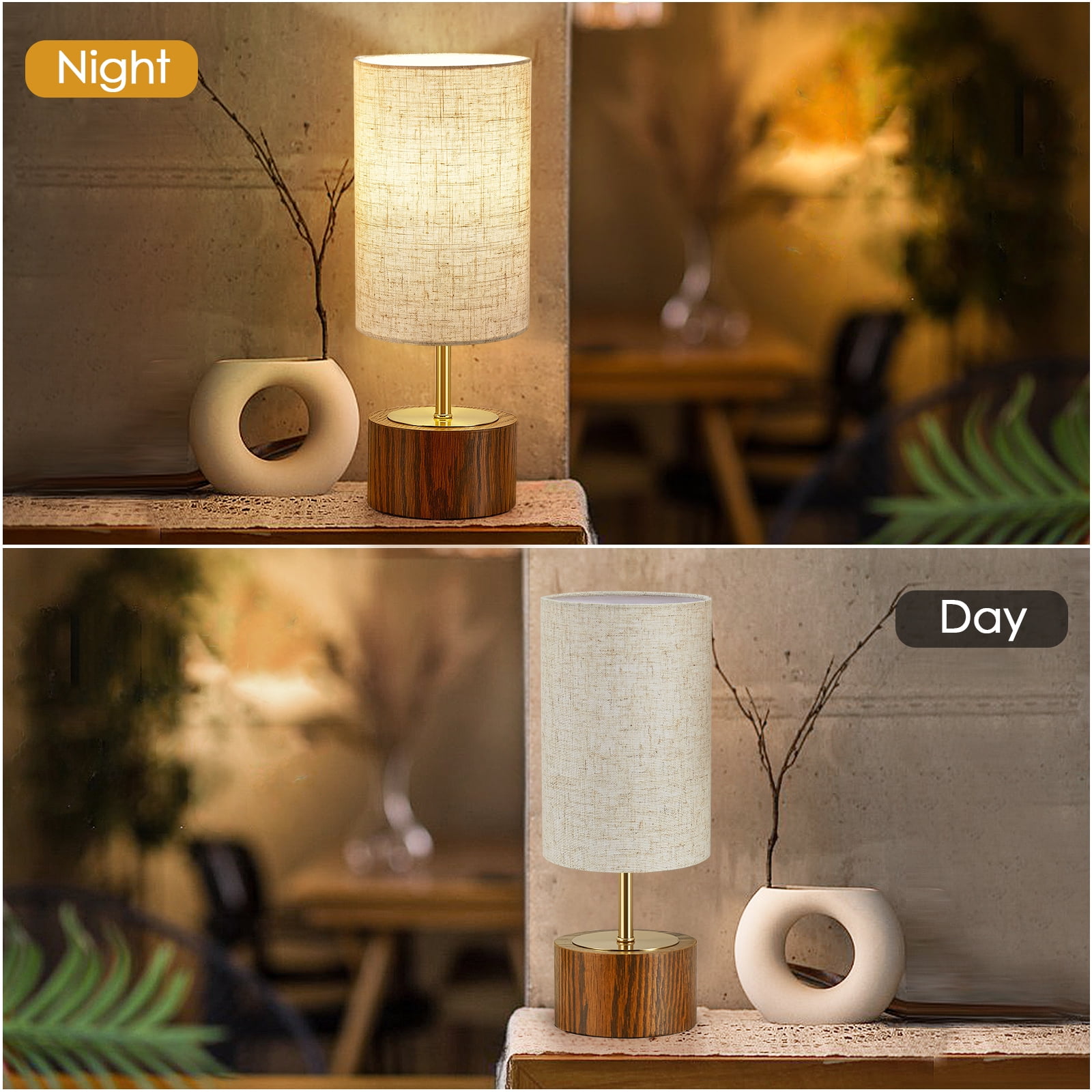 NATYSWAN Modern Touch Control Table Lamps with USB Charging Ports (Oatmeal, Set of 2, 14 in) b439w