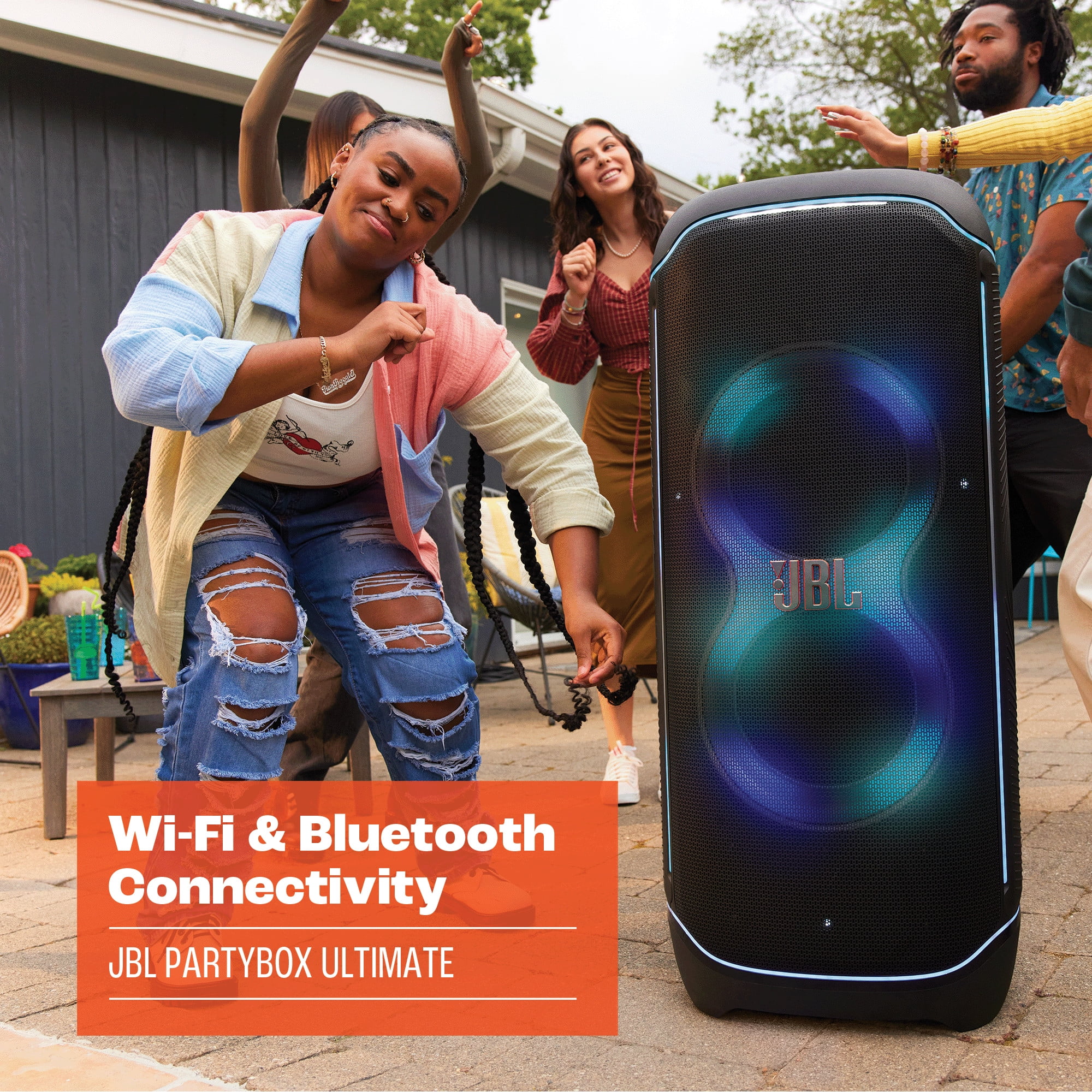 JBL PartyBox Ultimate High-Power Wireless Party Speaker with Dynamic Lightshow and Splashproof Design (Black) ny8wo