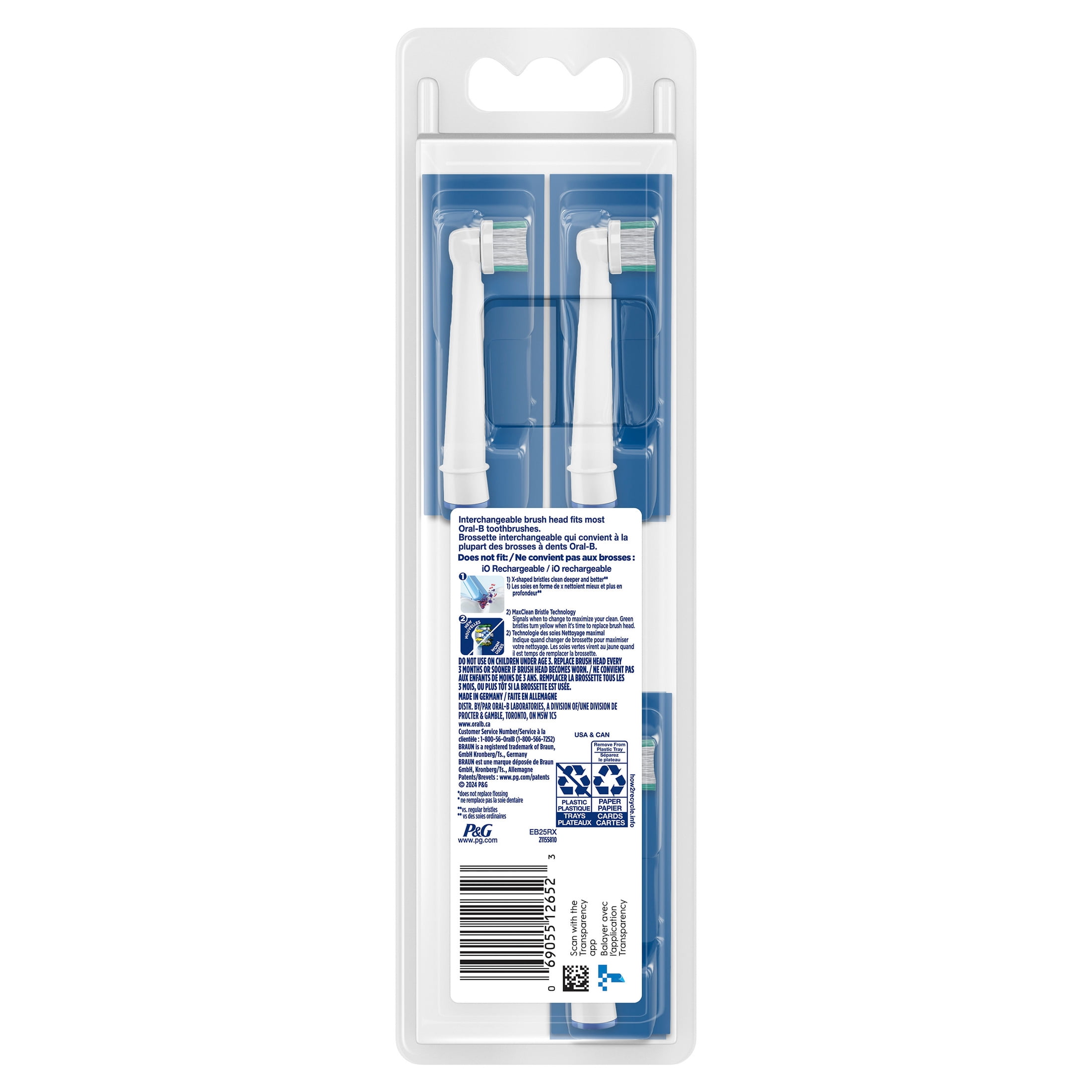 Oral-B Daily Clean Replacement Toothbrush Heads, Soft Bristles for Plaque Removal (3 Count) zepik
