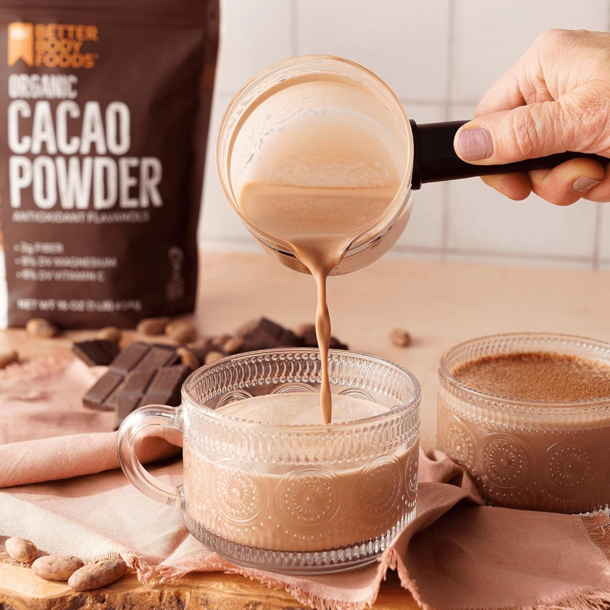 BetterBody Foods Organic Cacao Powder, Gluten-Free Baking and Smoothie Ingredient (5 Pack, 16 oz) m6iml