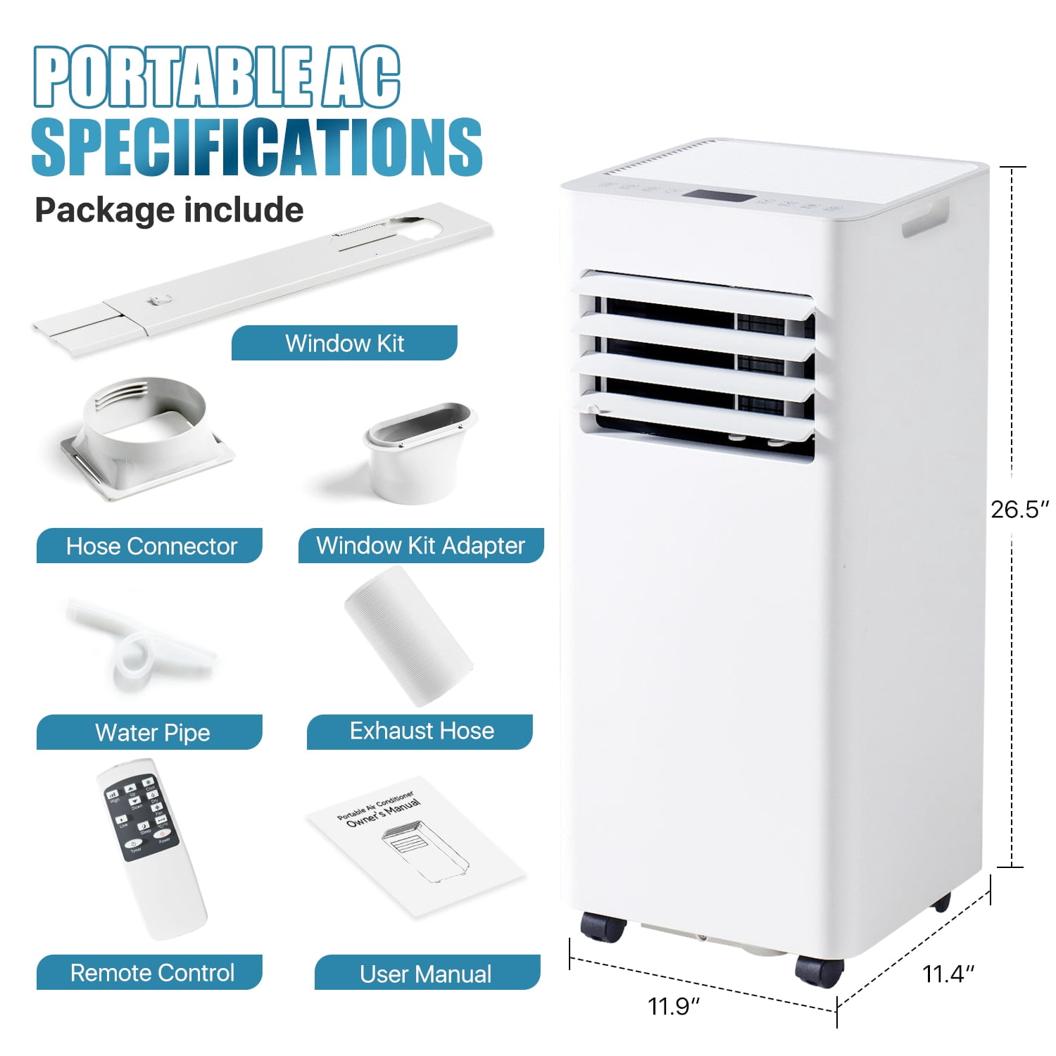 Sunmthink 10000 BTU Smart Portable Air Conditioner, 4-in-1 Cooling Dehumidifier Fan Unit with Remote & App Control (White, 400 sq. ft.) t1lah