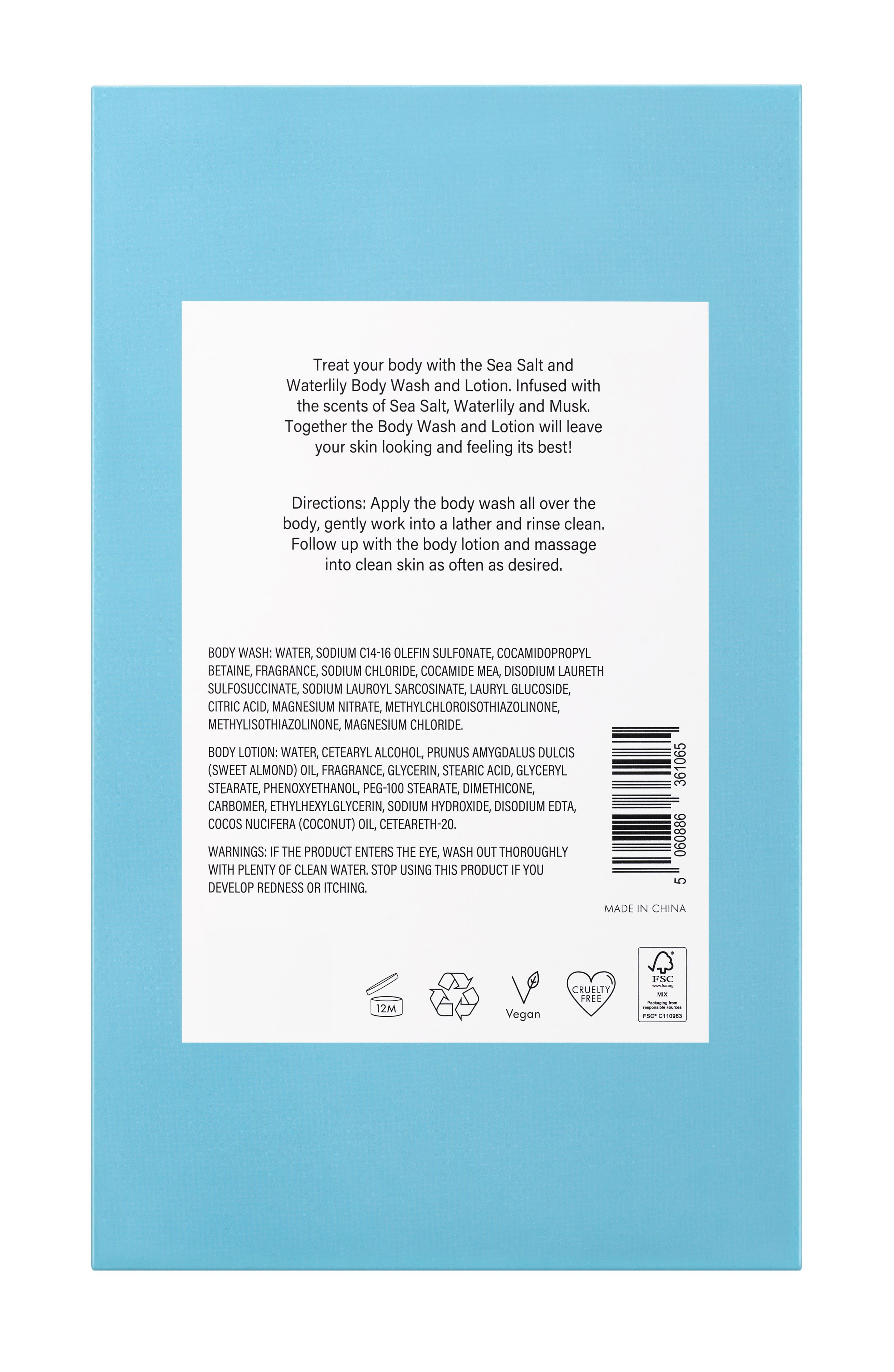 BEAUTYSPACENK Sea Salt and Waterlily Body Wash and Lotion Gift Set (Blue, 2 Pack, 16 fl oz) kym2j