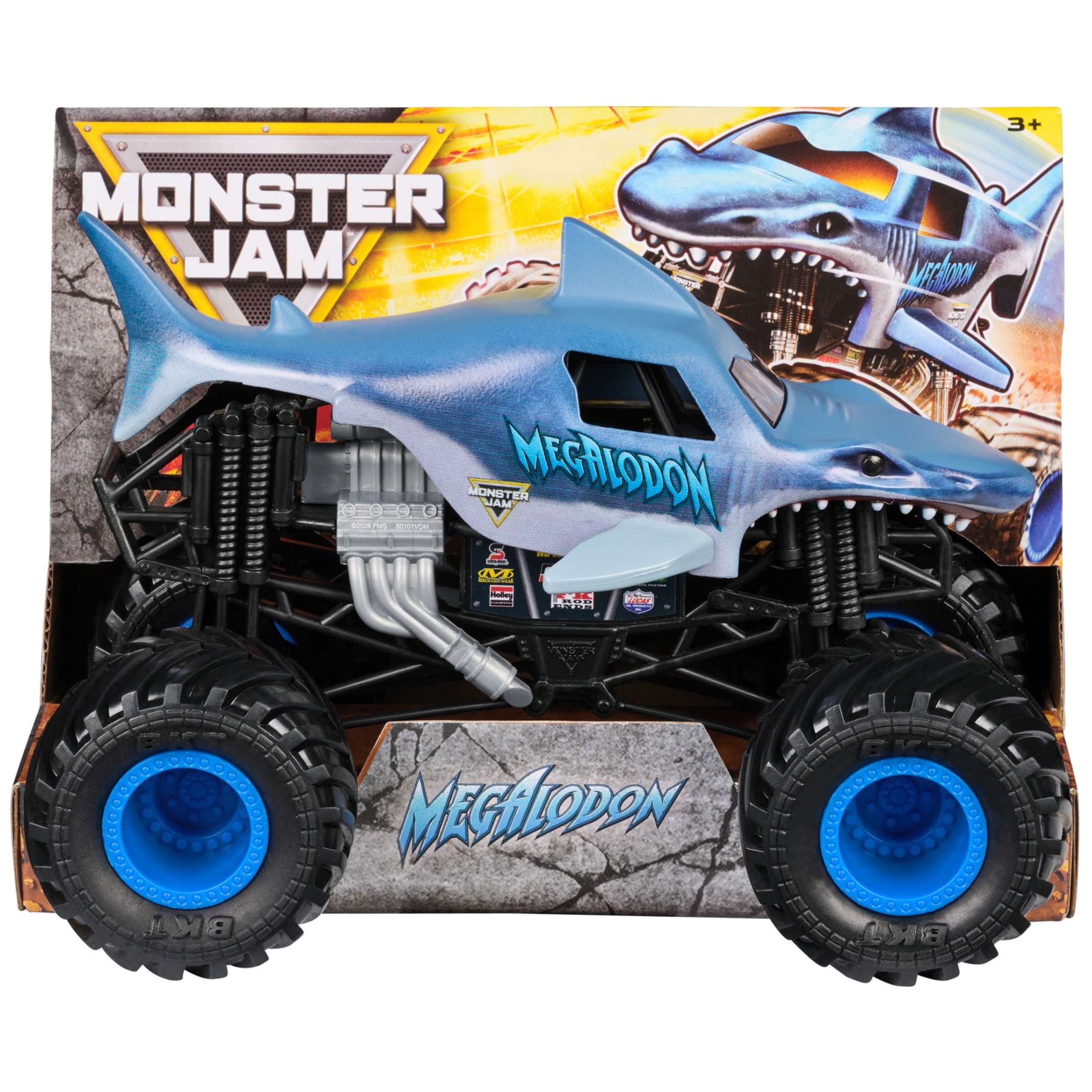 Monster Jam Megalodon Collectible Monster Truck (Blue, 1:24 Scale) arux0