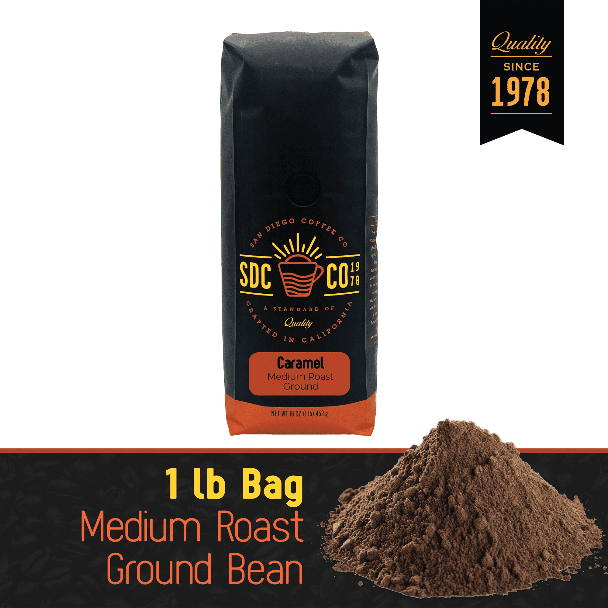 San Diego Coffee Caramel Medium Roast Ground Coffee (16 oz) n9fvm