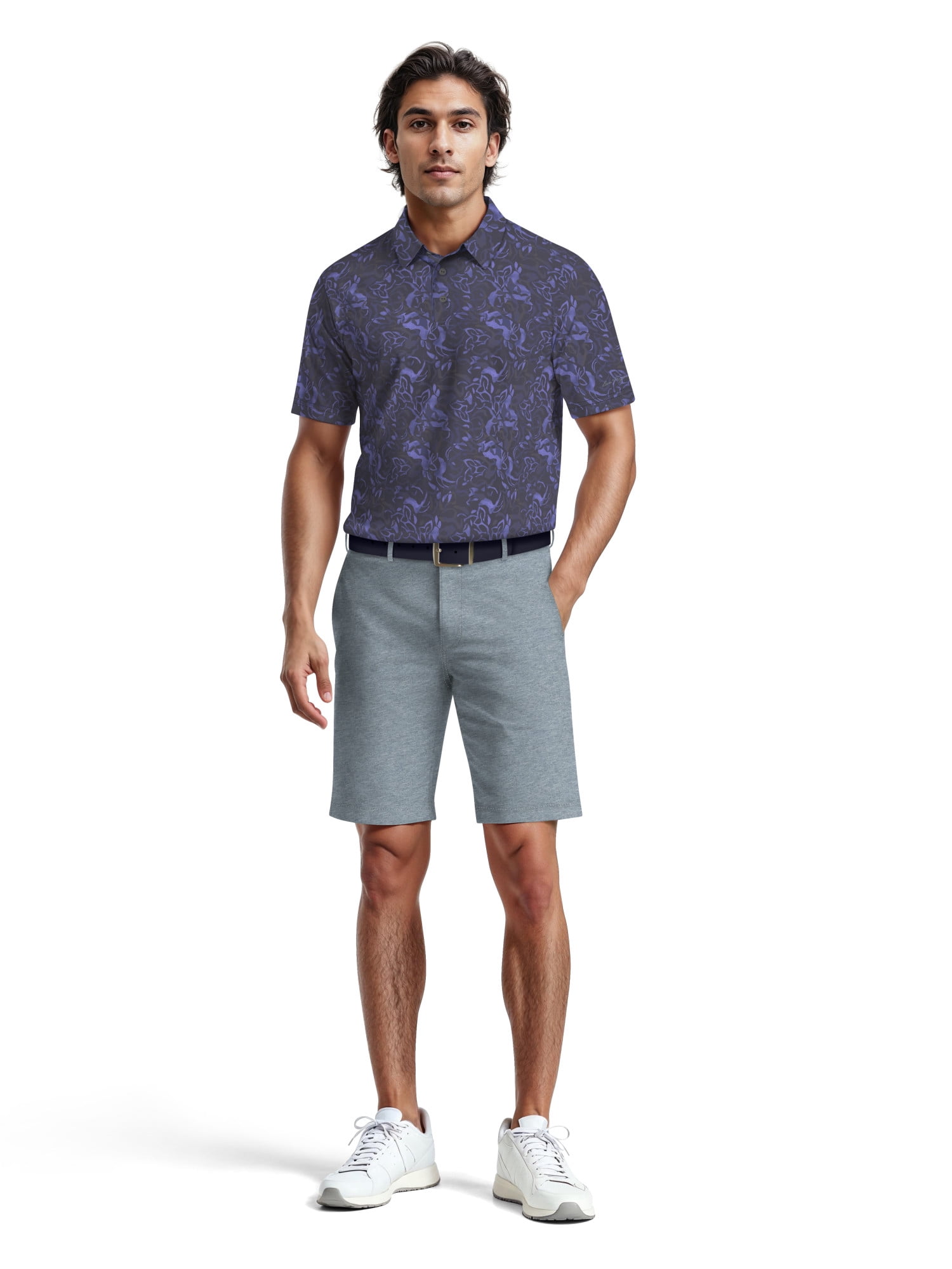 Ben Hogan Men's Performance Tropical Golf Polo Shirt (Blue, S) ha50e