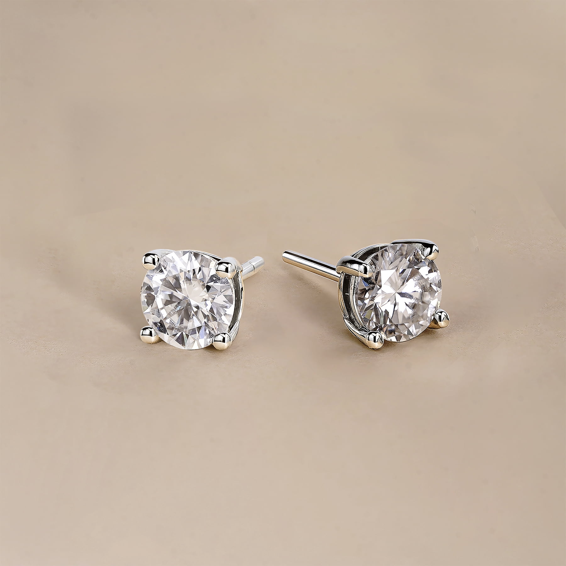 JeenMata Lab Grown Diamond Solitaire Stud Earrings Round Cut 18K White Gold Plated (White, 0.50 Carat) uzrzh