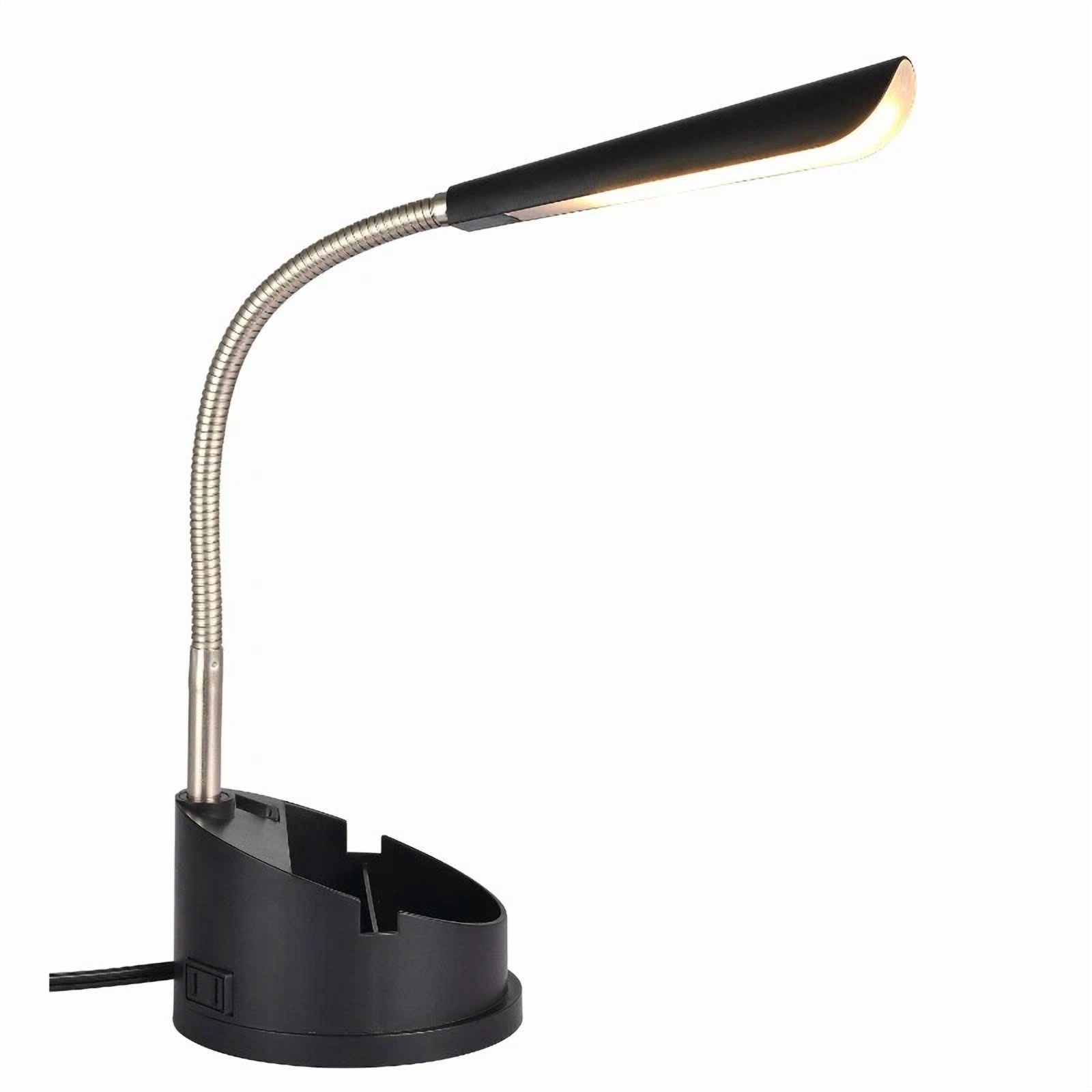 KLYNE LED Desk Organizer Lamp with AC Outlet (Modern Plastic, 14 in) f701l