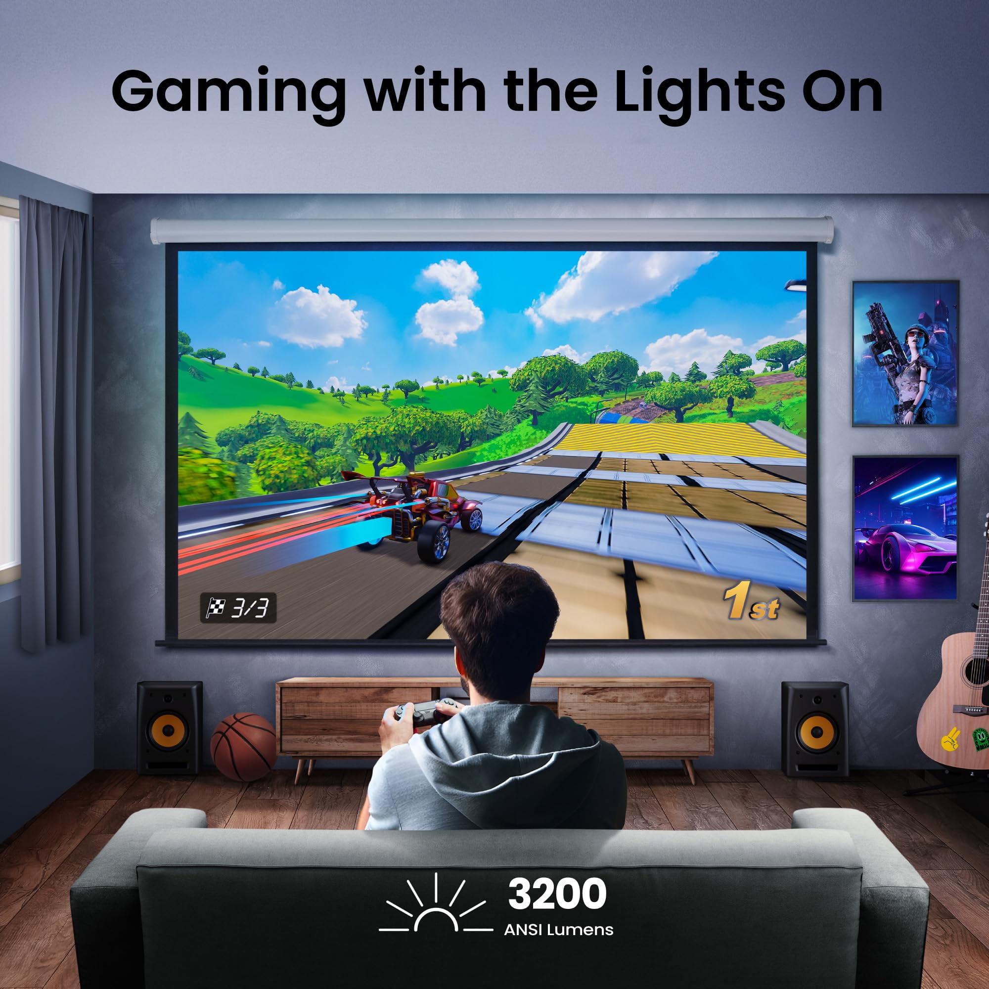BenQ TK710STi 4K HDR Laser Short Throw Gaming Projector (White, 100 in) c3v7m