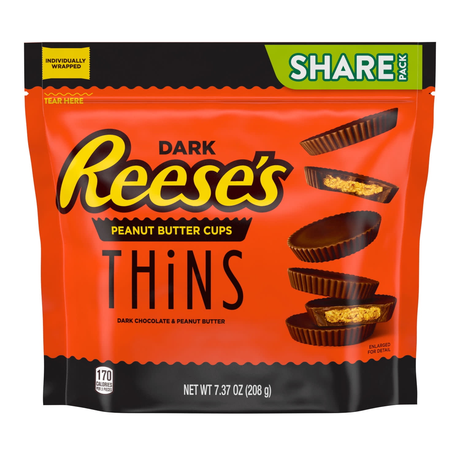 Reese's Thins Dark Chocolate Peanut Butter Cups Candy (Dark Chocolate, 7.37 oz) kpxcm