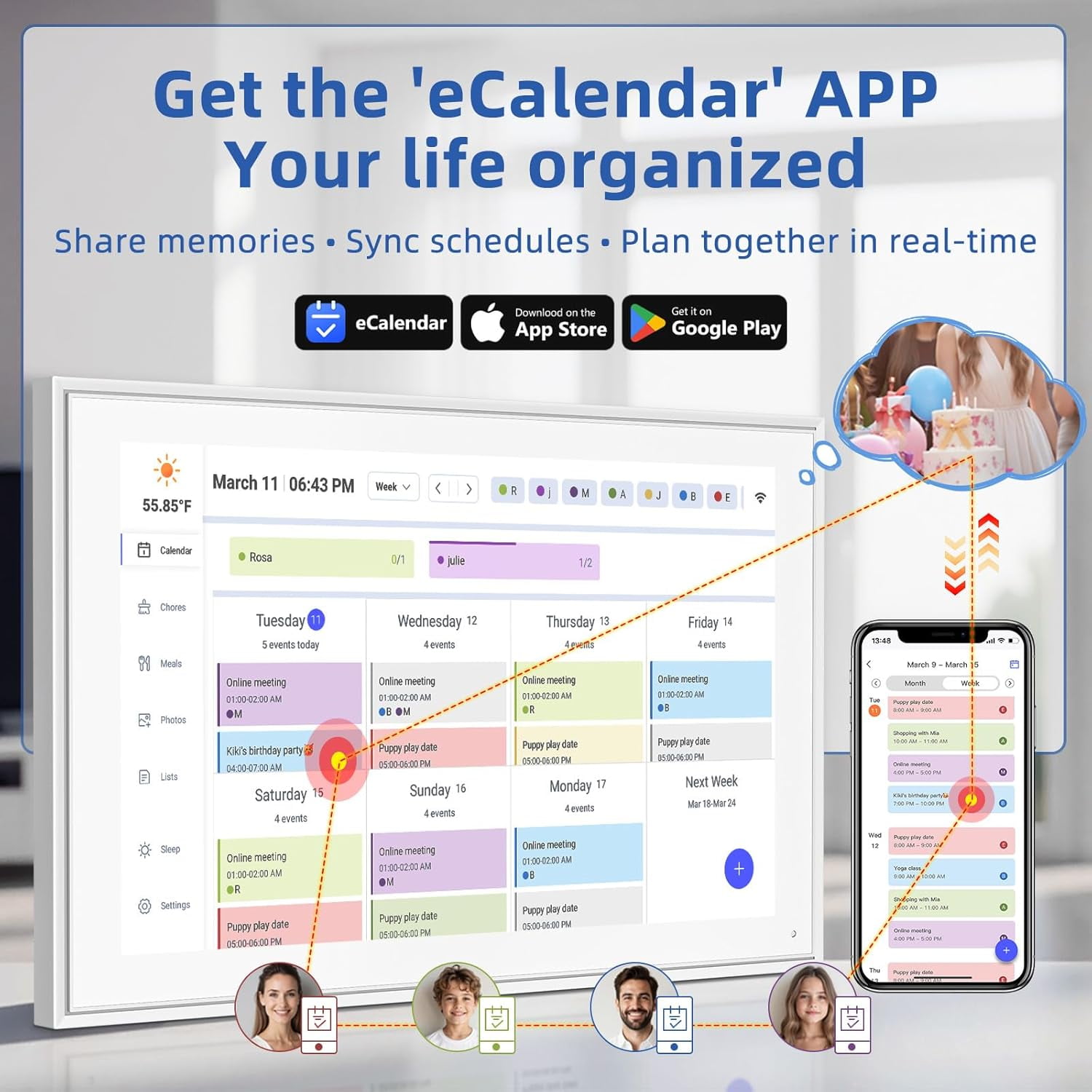 Dragon Touch 21.5 Inch Smart Digital Calendar and Family Planner with Chore Chart (White, 21.5 in) e8jpj