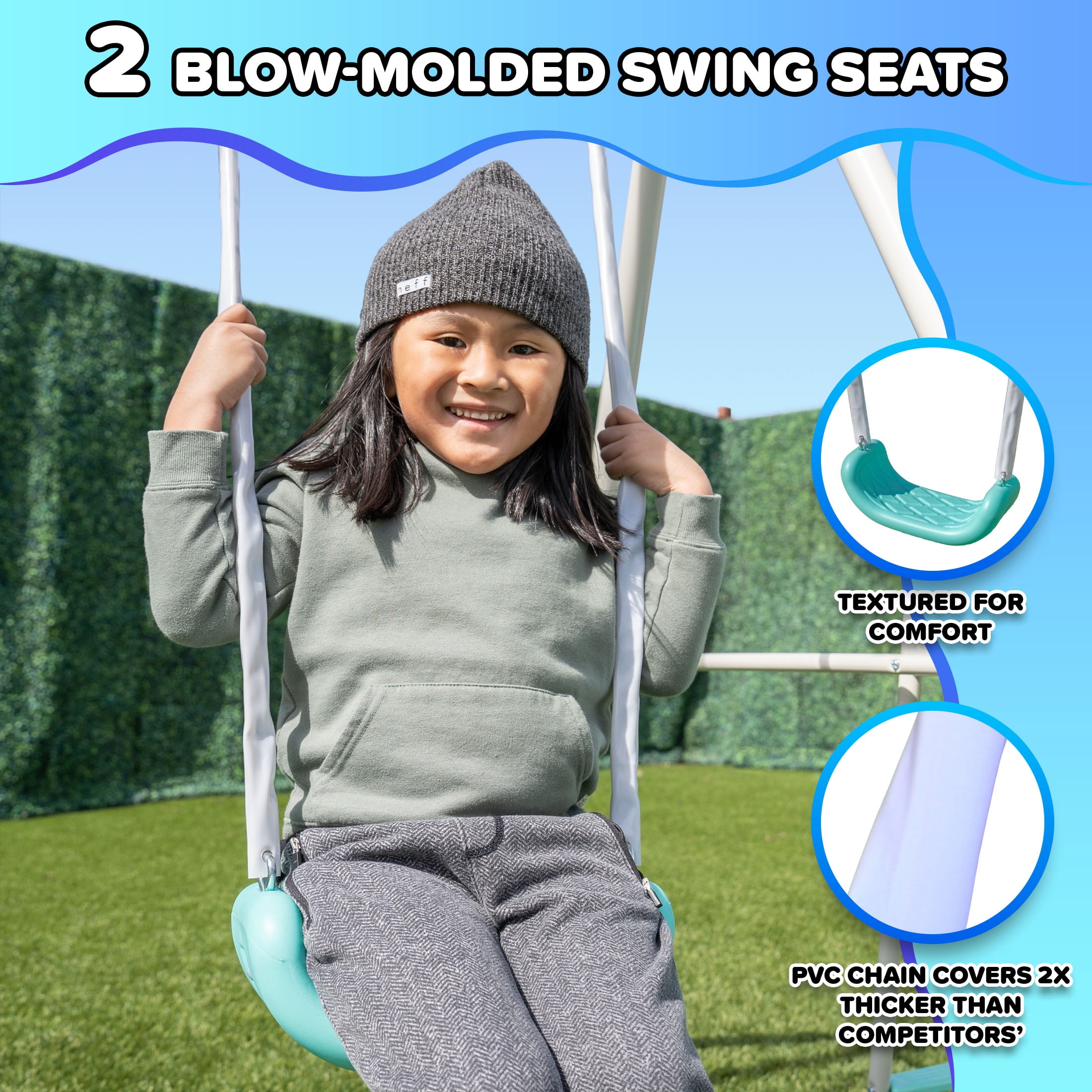 Sportspower Super Saucer Metal Swing Set with 2 Swings, Saucer Swing, and 5 ft Double Wall Slide (Multi-Color) zfbzf