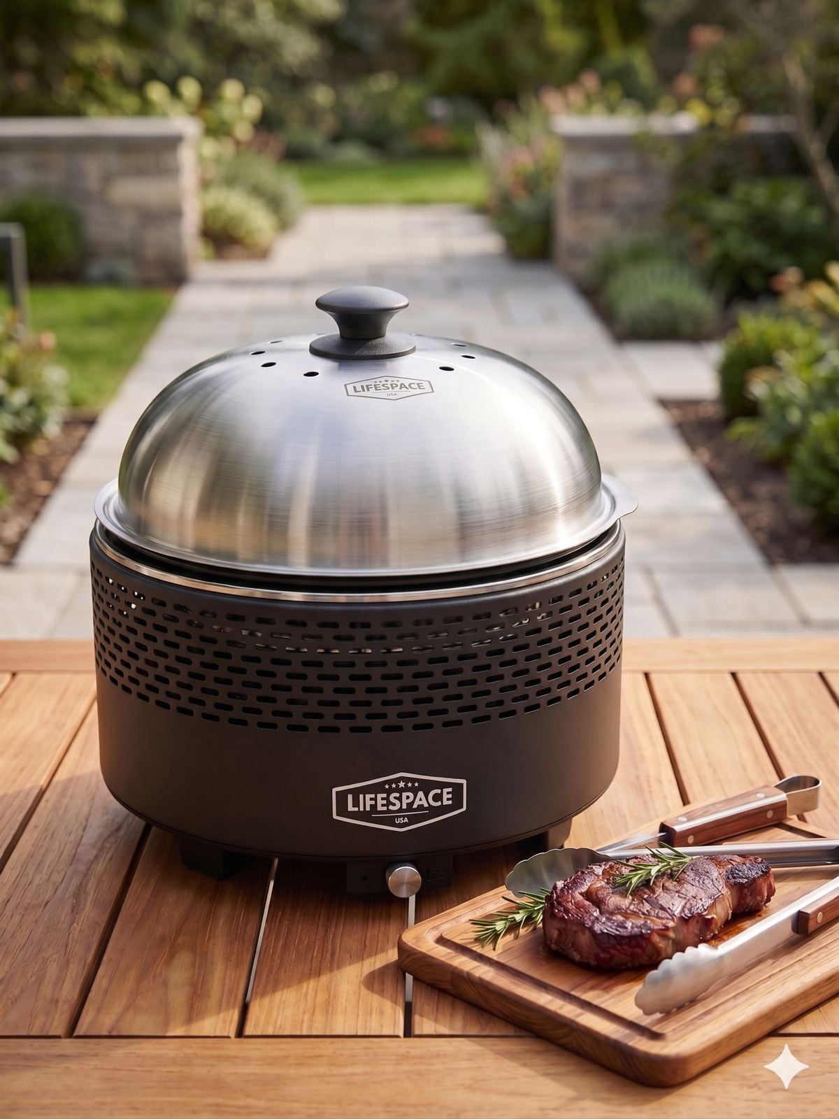 Lifespace Portable Charcoal Grill with Dome Lid and Carry Bag (Black, 13.78 in wide) 5rr91