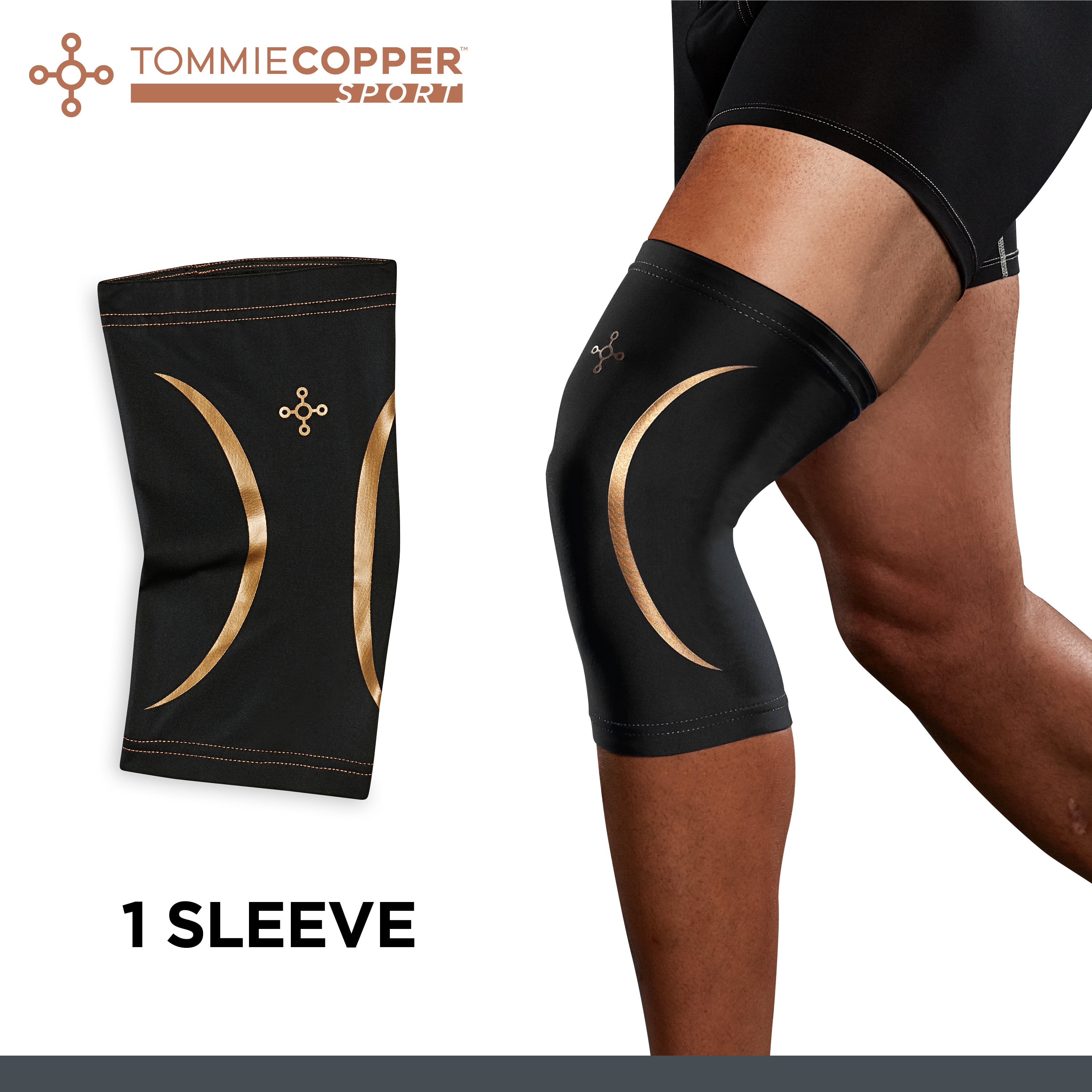 Tommie Copper Sport Compression Knee Sleeve, Targeted Support & 4D Stretch Fabric (Black, Small/Medium) hyfo7