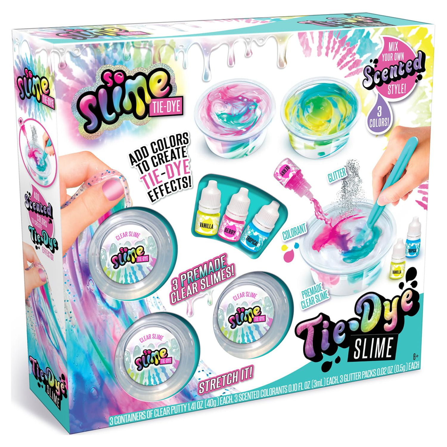 So Slime DIY Premade Tie Dye Slime Kit Sensory Craft Activity Set (Multicolor, 3 Pack) 1jk2e
