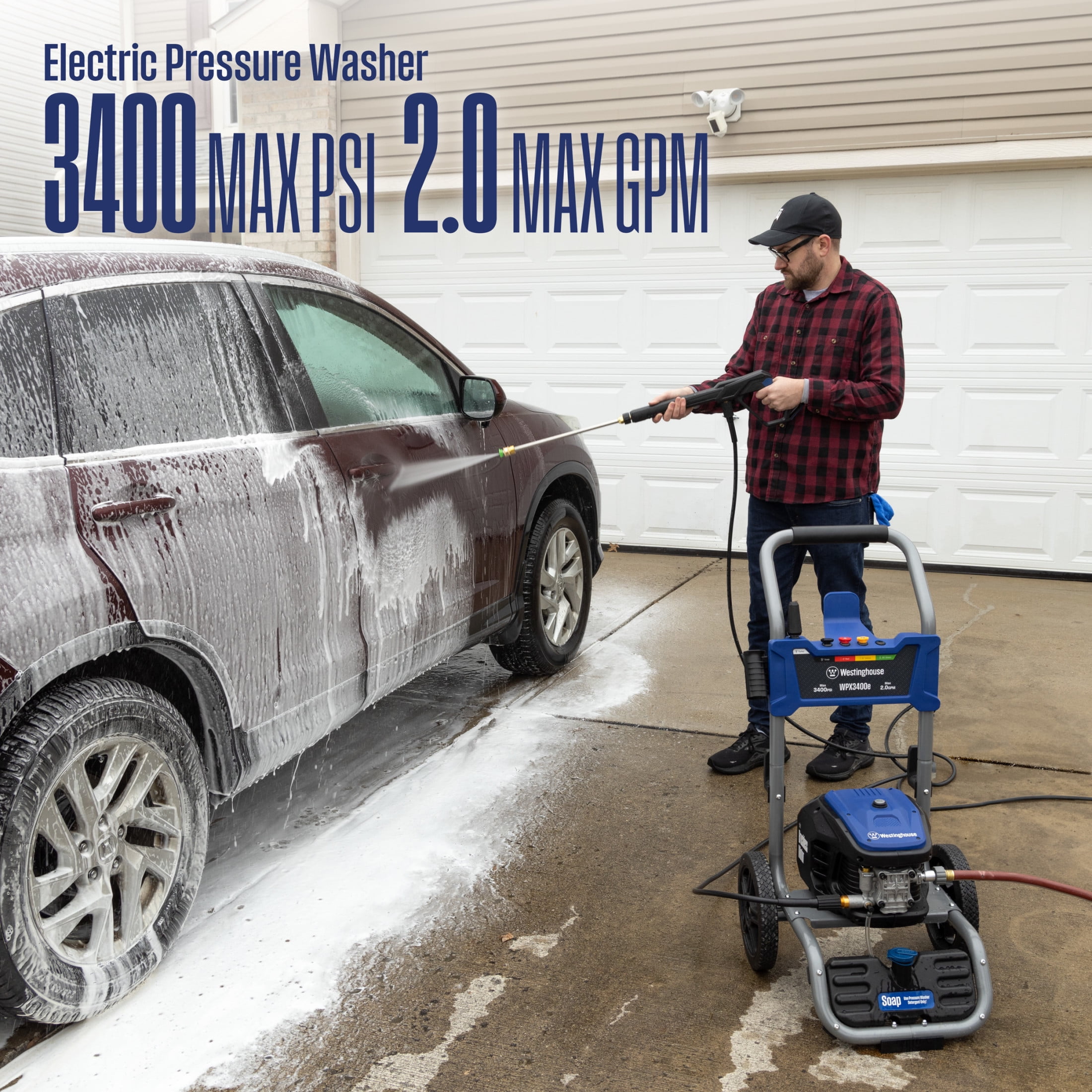 Westinghouse 3400 PSI Electric Pressure Washer with Brushless Motor, 5 Nozzles & Soap Tank (2.0 GPM) rgfu8