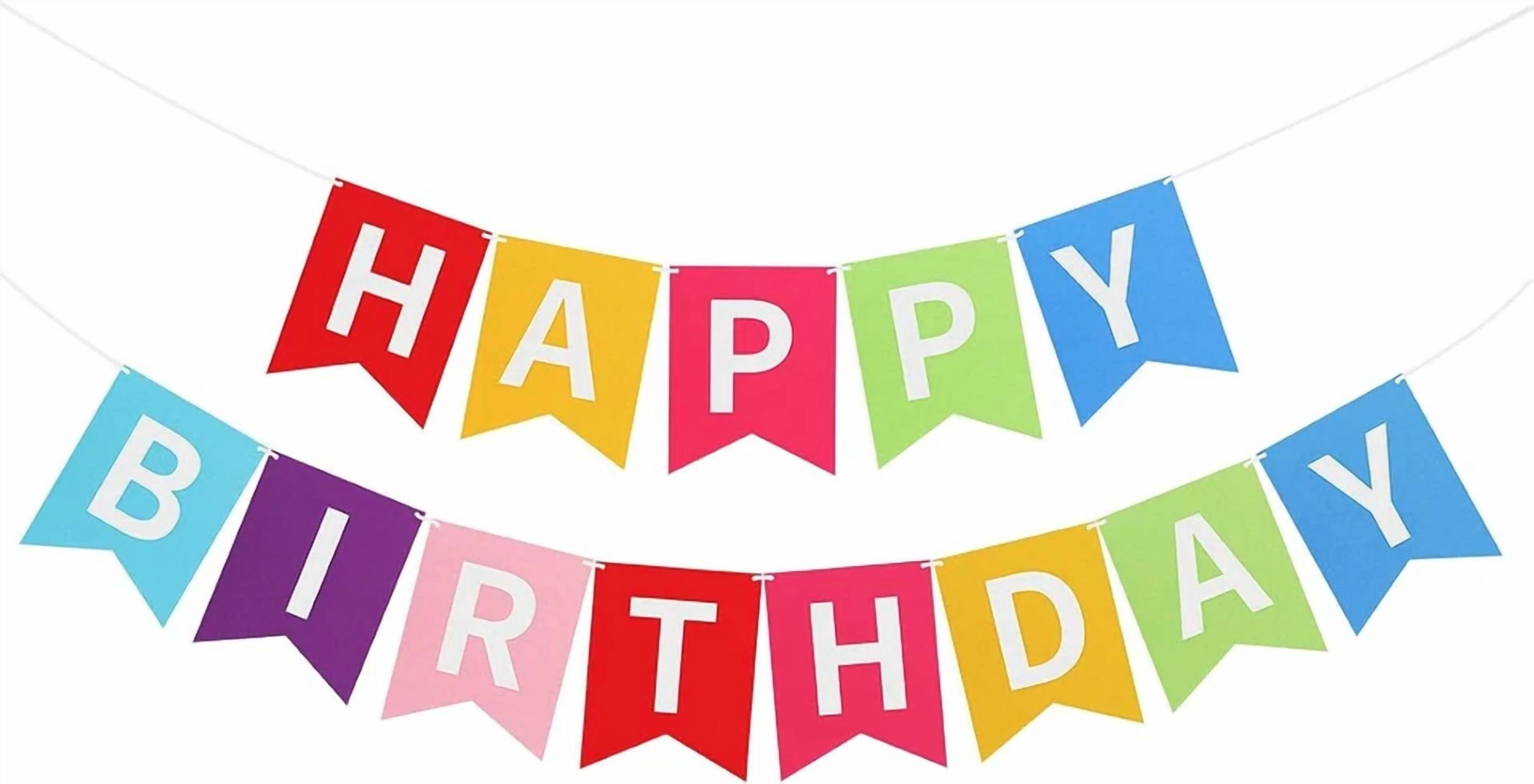 KLYNE Happy Birthday Banner Set Colorful Rainbow Felt Garland Party Decor (4 Pieces) 3sskg
