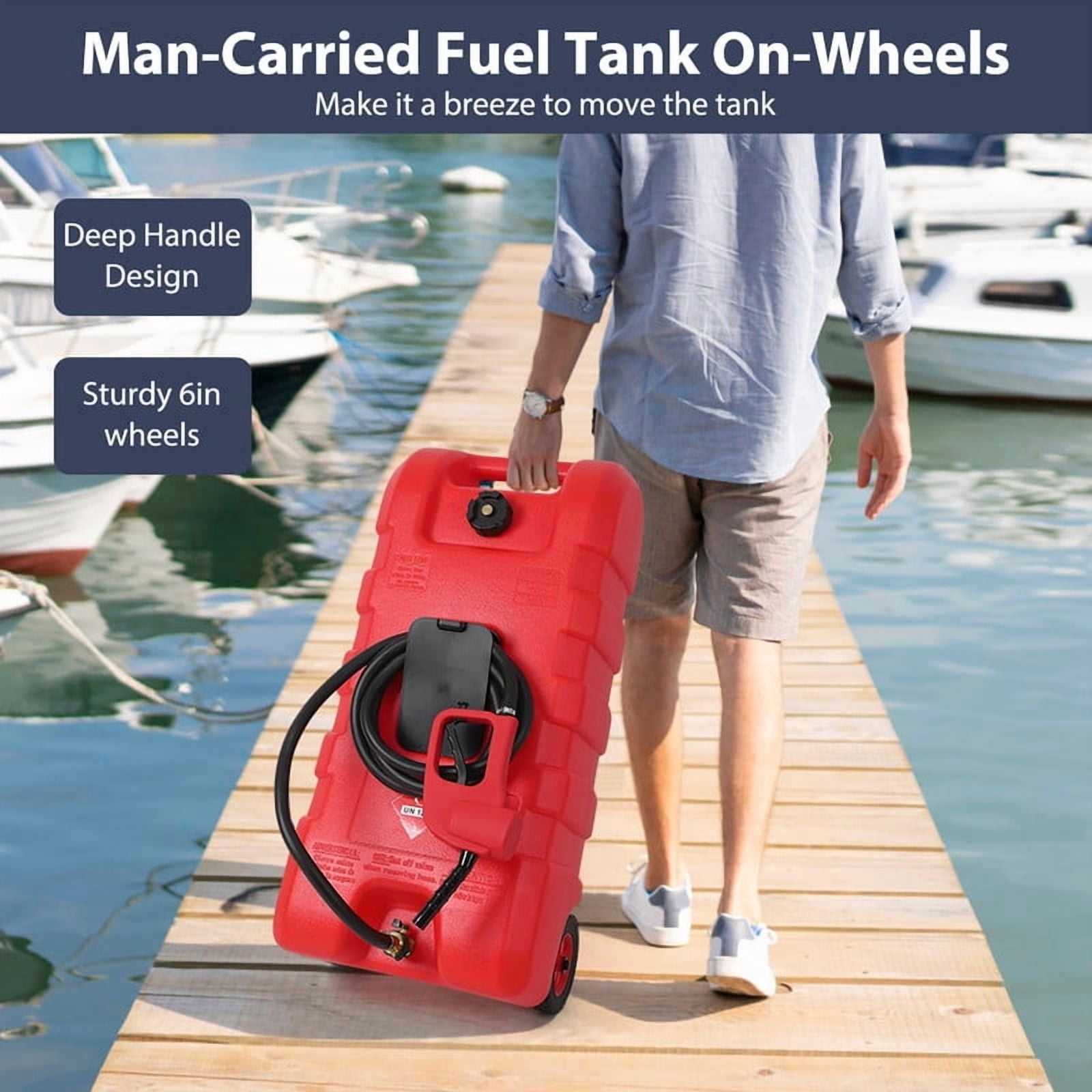 Towallmark Portable Fuel Tank, Heavy-Duty Gasoline Caddy with Siphon Pump and 9.8 ft Hose (Red, 15 Gallon) pjqin